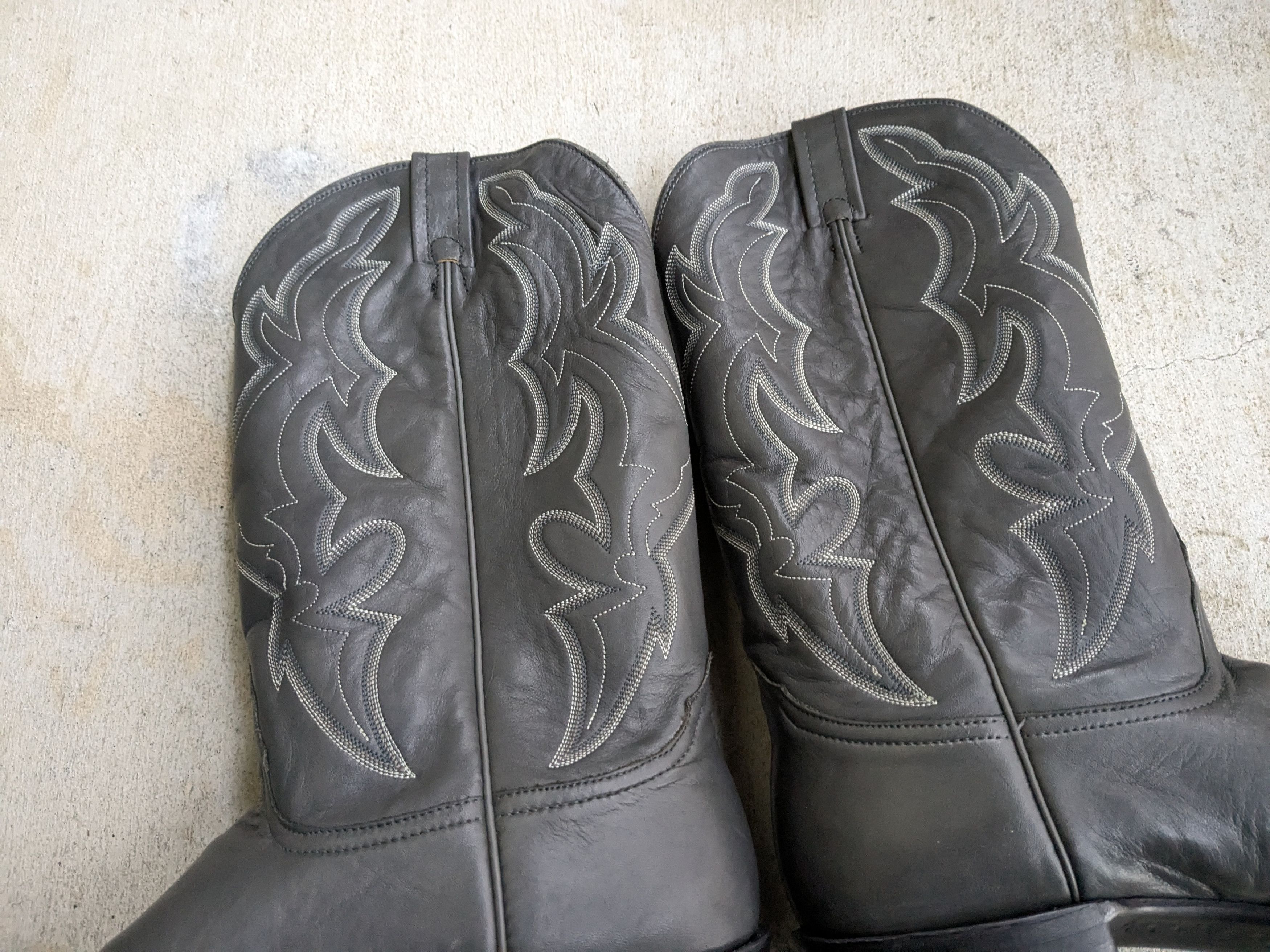 Nocona Nocona Cowboy Boots Gray 11.5 D Leather USA Black Size US 11.5 / EU 44-45 - 11 Thumbnail