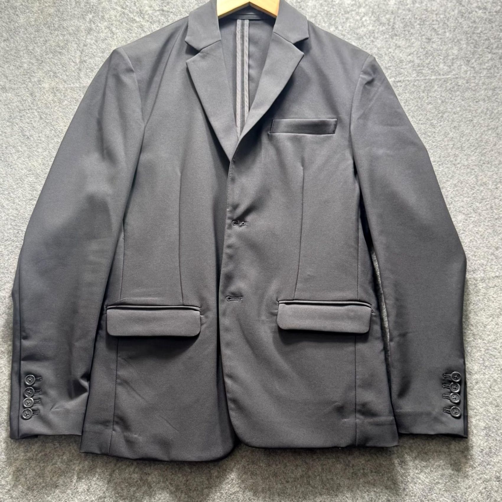 Vintage Tailored Athlete Tech Suit Jacket Mens 38 Gray Athletic Fit Two-Button Notch Lapel Two-Button Front SH Jacket Size 38R - 2 Thumbnail