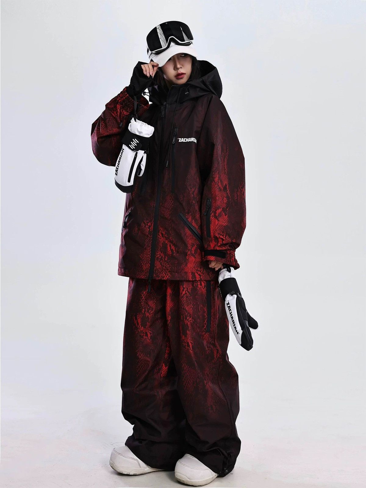 Other Red Scale Snake Pattern Outdoor Windproof Ski Suit Size US 32 / EU 48 - 8 Thumbnail
