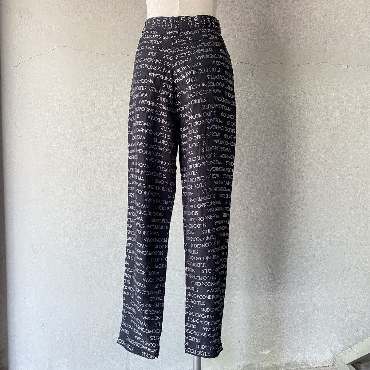 Designer × Japanese Brand STUDIO PICONE ROMA Black Logo Print Wide-Leg Pants Size 27" / US 4 / IT 40 - 4 Thumbnail