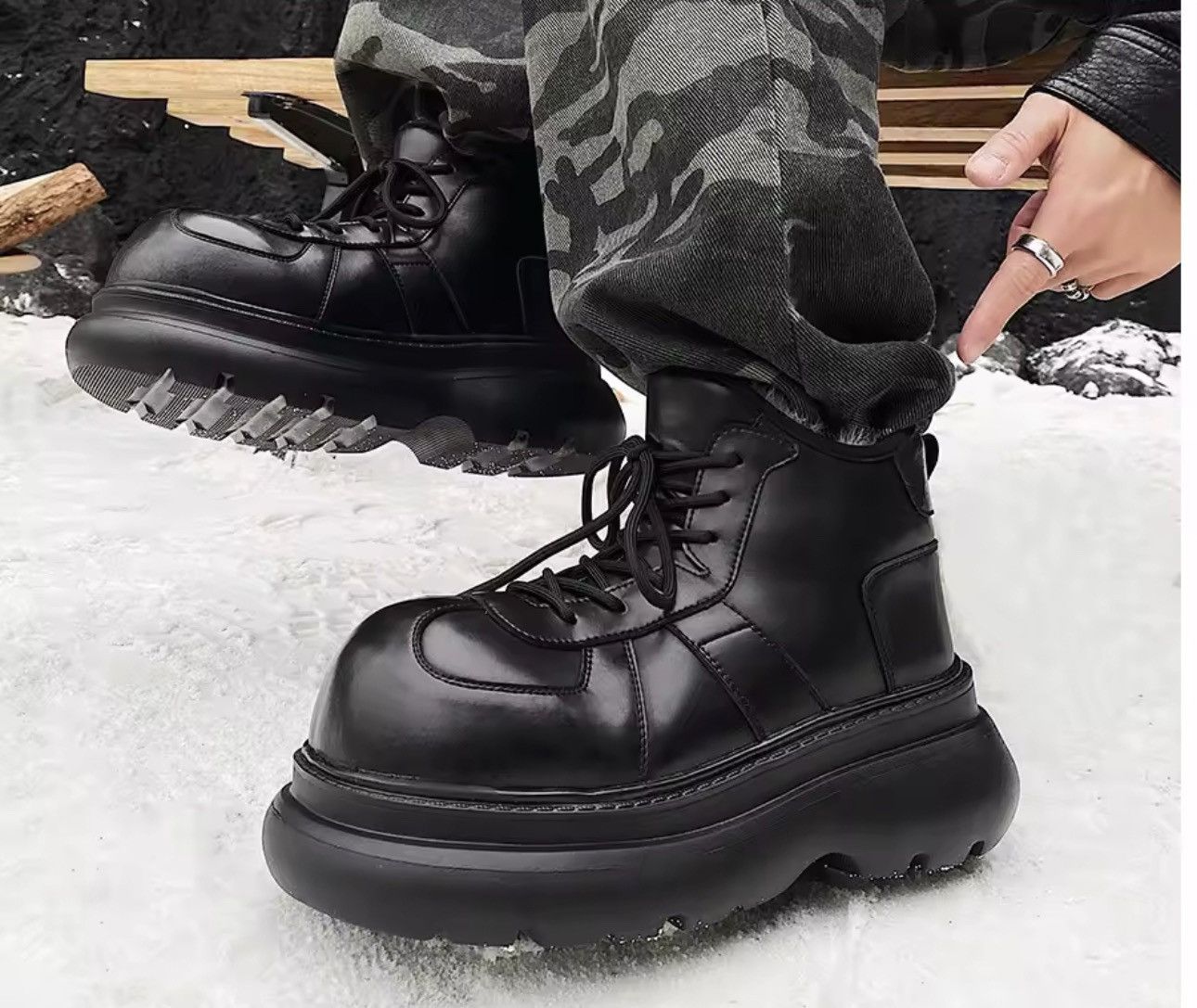 Other Genuine Leather Streetwear Warm Winter Waterproof Punk Boots Size US 8 / EU 41 - 3 Thumbnail