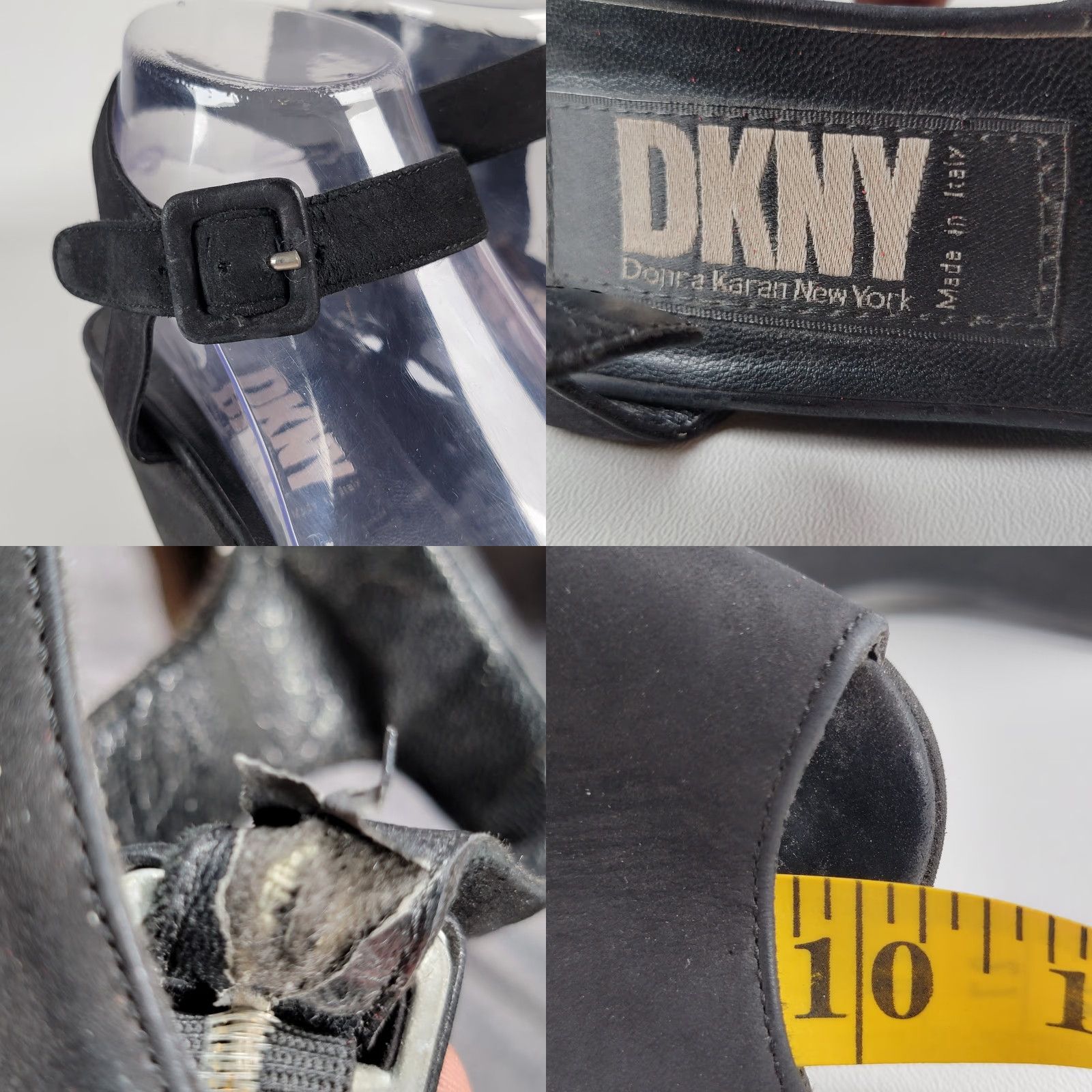 DKNY DKNY Black Suede Platform Women's Size 9.5 Heel, Wedge, Buckle, Peep Toe, Adjustable Strap, High Heel, Platform, Shoe, Women Size US 10 / IT 40 - 9 Thumbnail