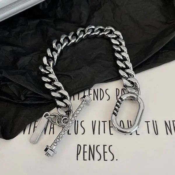 Other Titanium Steel Cuban Bracelet for Men Women,Punk Hip Hop Size ONE SIZE - 4 Thumbnail