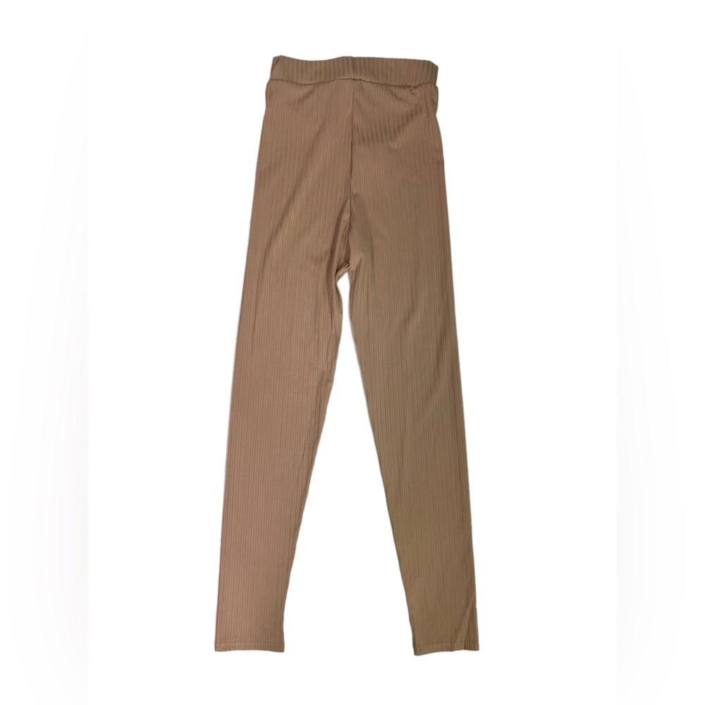 Designer Missguided l NWT High Waisted Ribbed Leggings Tan Size 6 Size 28" / US 6 / IT 42 - 7 Thumbnail