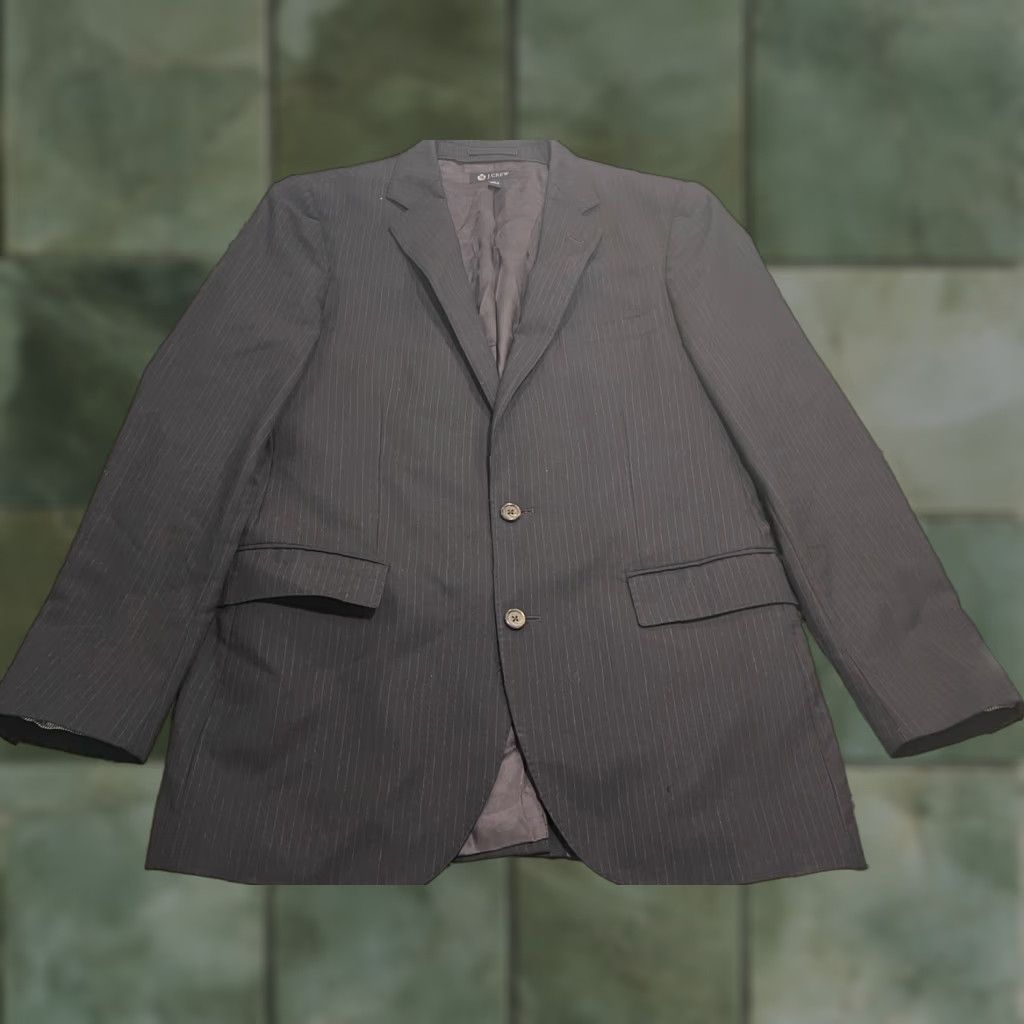 Loro Piana Loro Piana J Crew Blazer - Black Pin Stripe Two-Button Single-Breasted Notch Lapel Wool 120s 40L Mens Size 40R - 1 Thumbnail