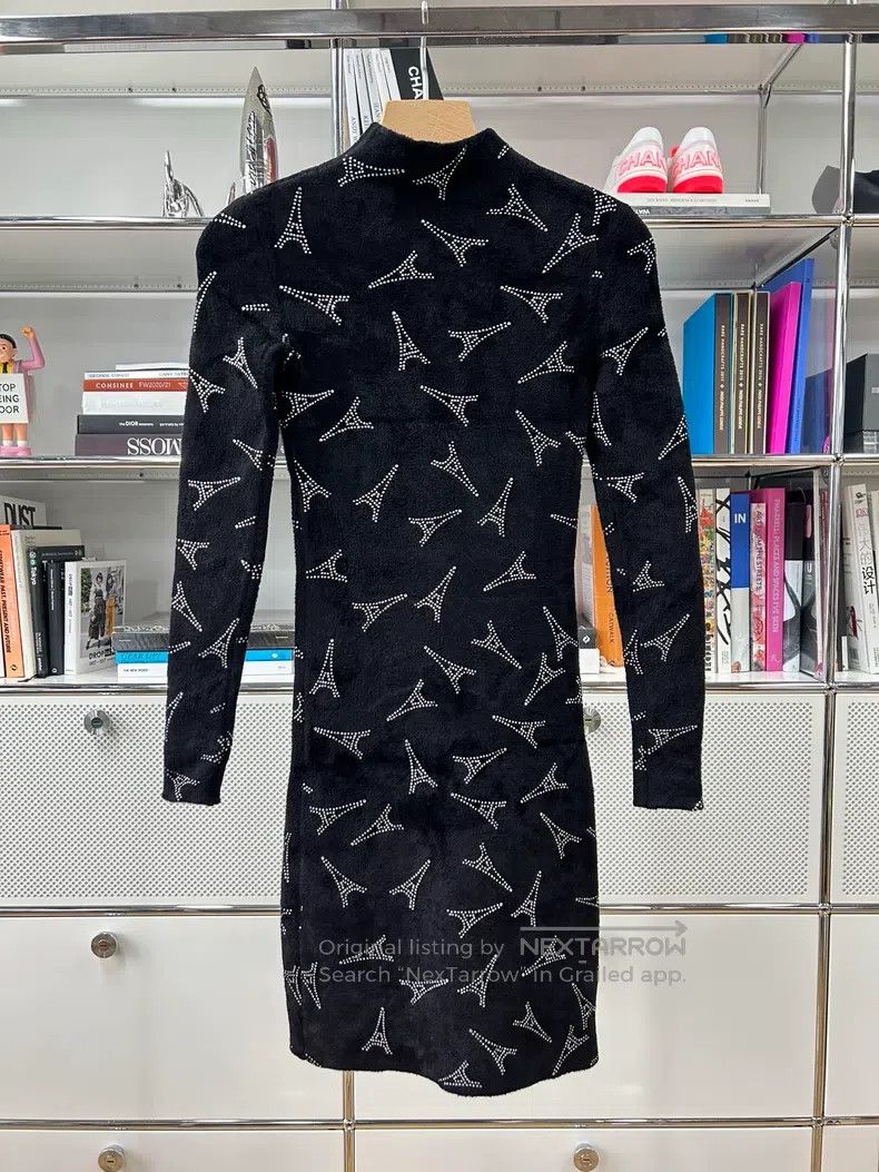Balenciaga Balenciaga Black Velvet Diamond Sparkle Eiffel Tower Slim Size XS / US 0-2 / IT 36-38 - 4 Thumbnail