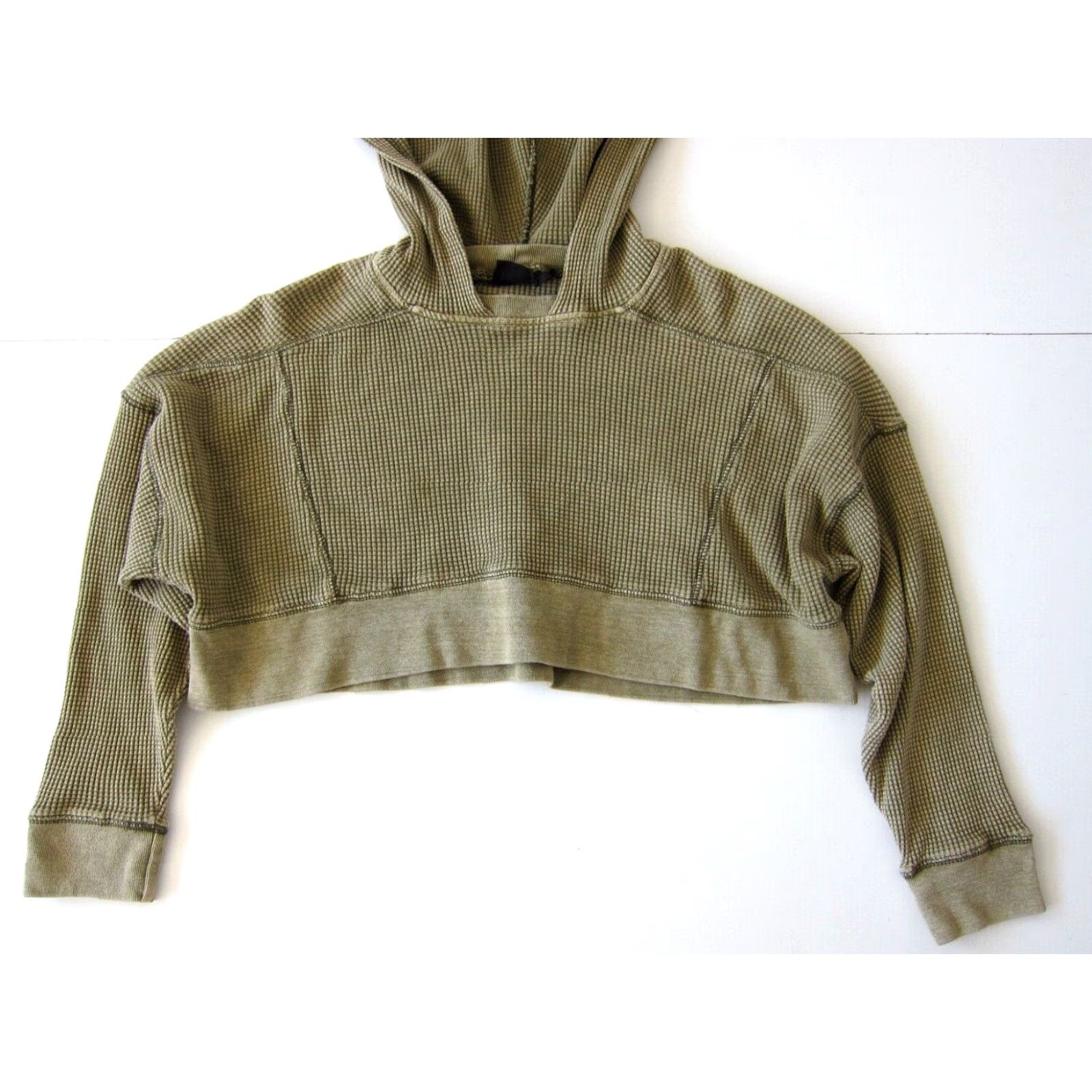 Vintage VINTAGE Out From Under Urban Outfitters 100% Cotton Ribbed Green Cropped Sweatshirt S Size S / US 4 / IT 40 - 6 Thumbnail