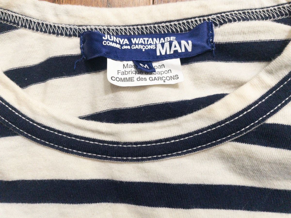 Junya Watanabe Striped White/Navy Long Sleeve T-Shirt Size US M / EU 48-50 / 2 - 3 Thumbnail