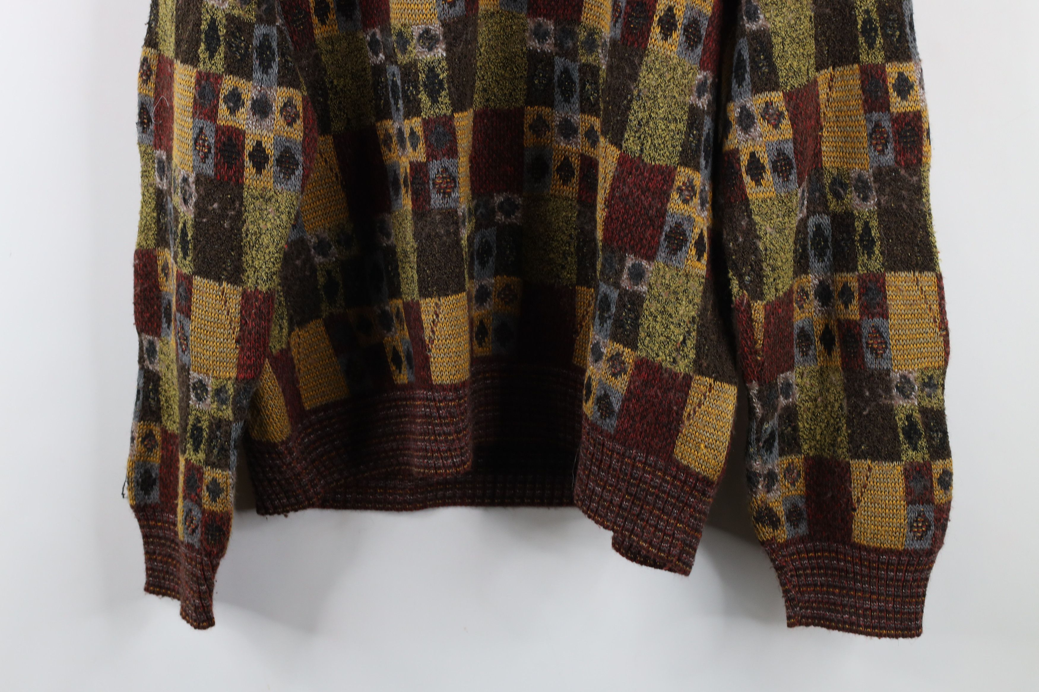Vintage Vintage 90s Coogi Style Rainbow Checkered Knit Sweater Size US L / EU 52-54 / 3 - 10 Thumbnail