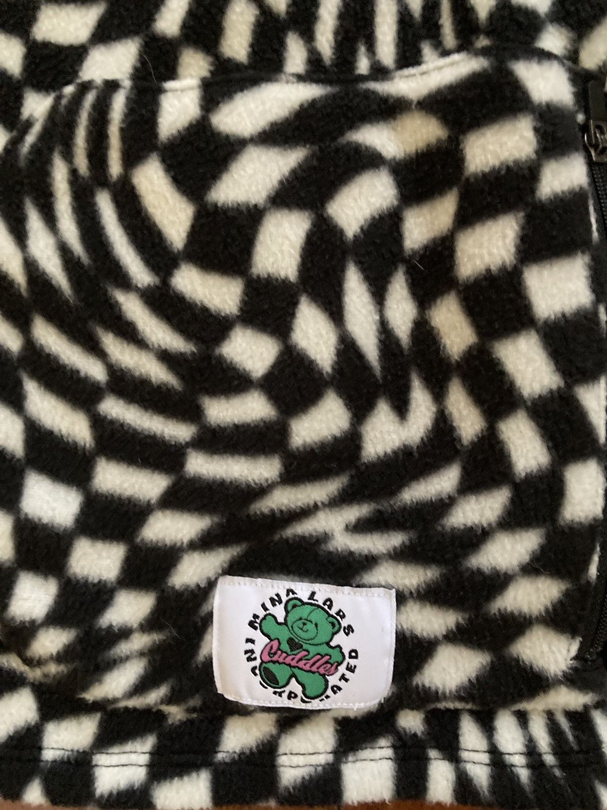 Designer × Vintage H&M Divided Black and White Fleece Optical Illusion Vest Size L / US 10 / IT 46 - 2 Thumbnail