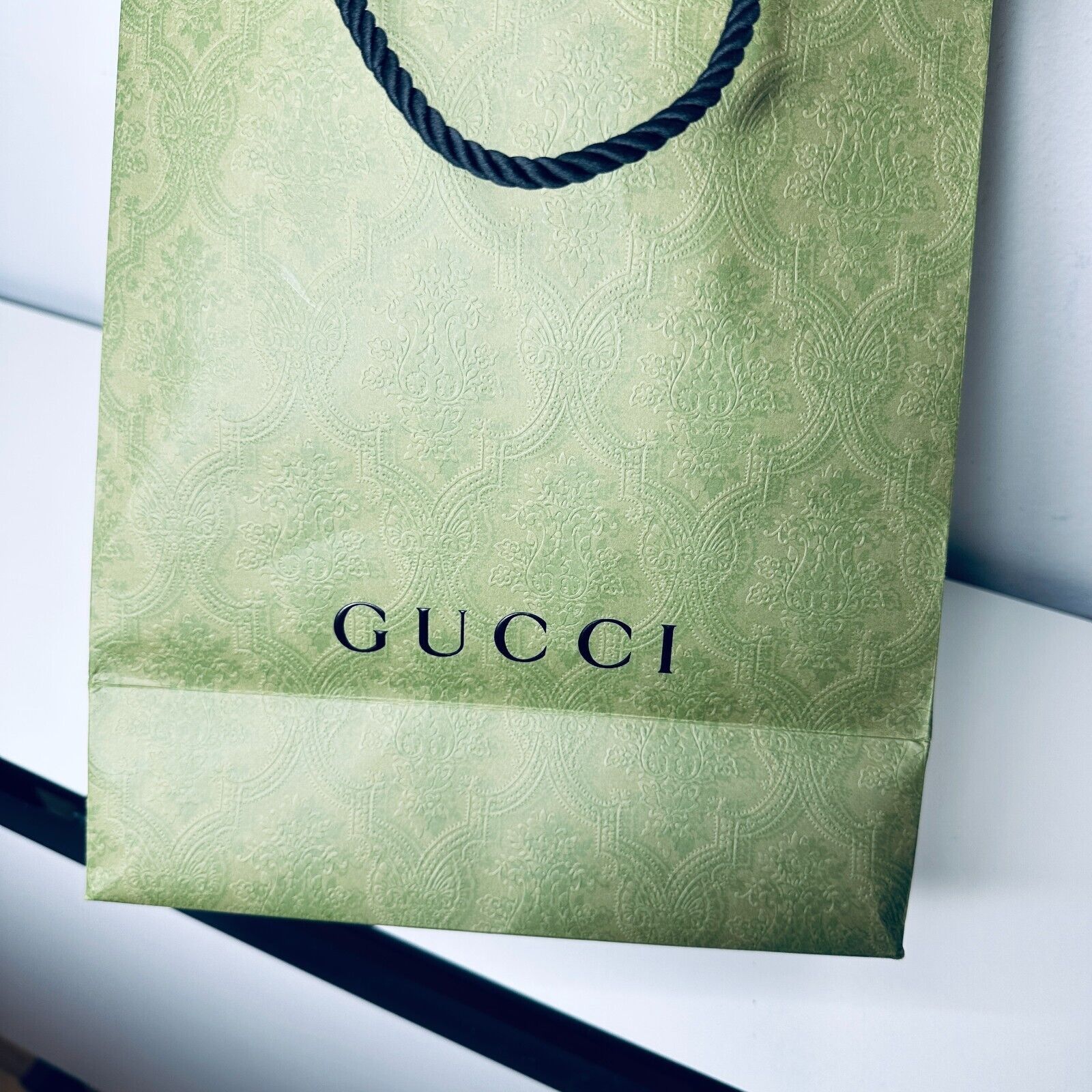 Gucci Gucci Embossed Green Black Gucci Logo Gift Bag Rope Handle Size ONE SIZE - 13 Thumbnail