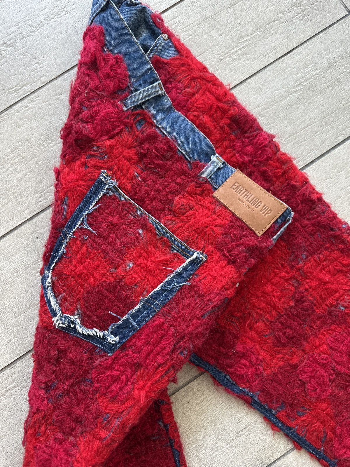 Earthling Earthling VIP Red Floral Distressed Denim – Size 36 Size US 36 / EU 52 - 4 Thumbnail