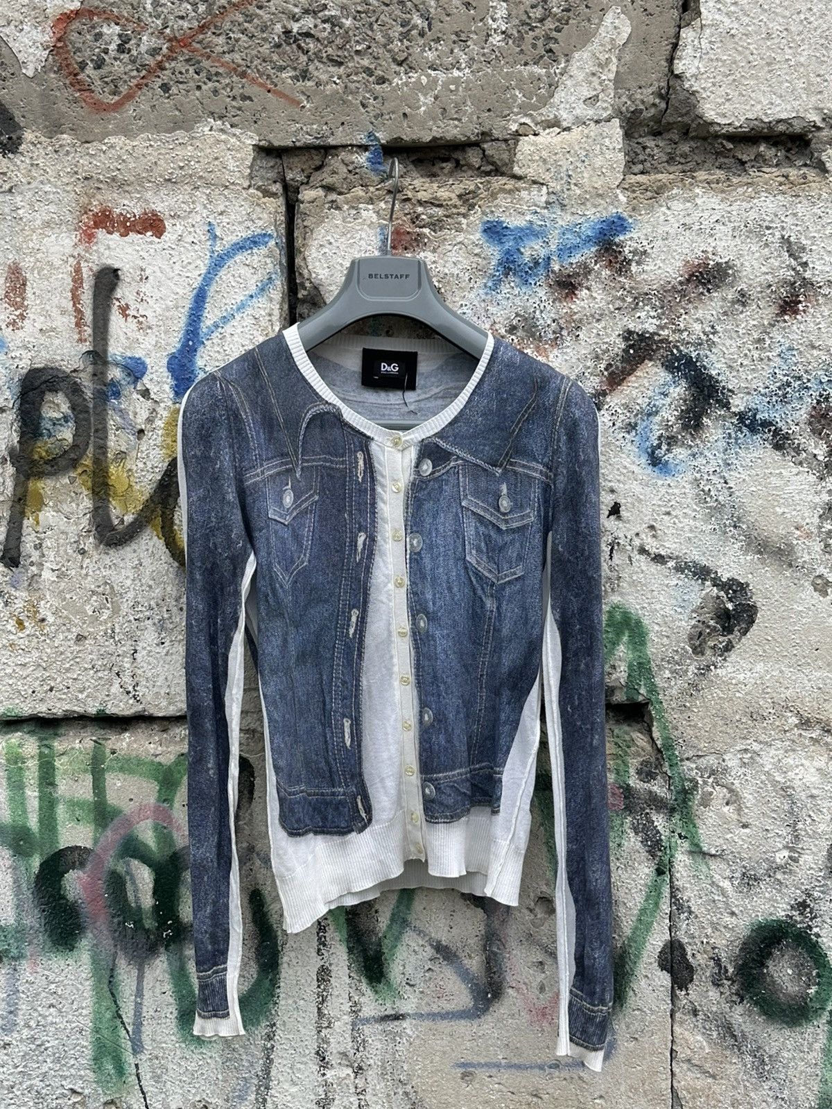 Dolce & Gabbana 1990s Y2K Dolce & Gabbana Trompe L’oeil Denim Cardigan Size M / US 6-8 / IT 42-44 - 1 Thumbnail