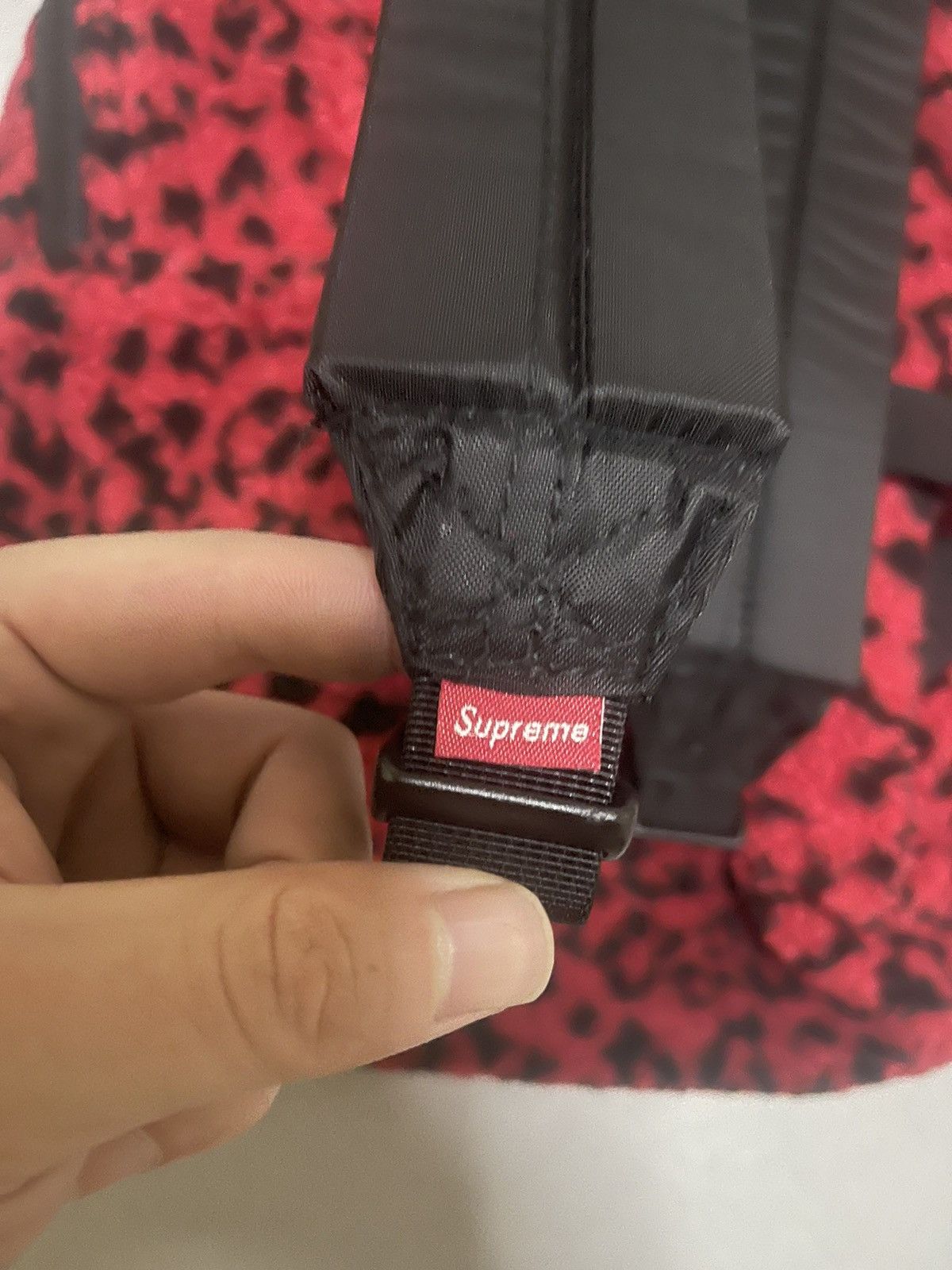 Supreme leopard fleece backpack red brand new