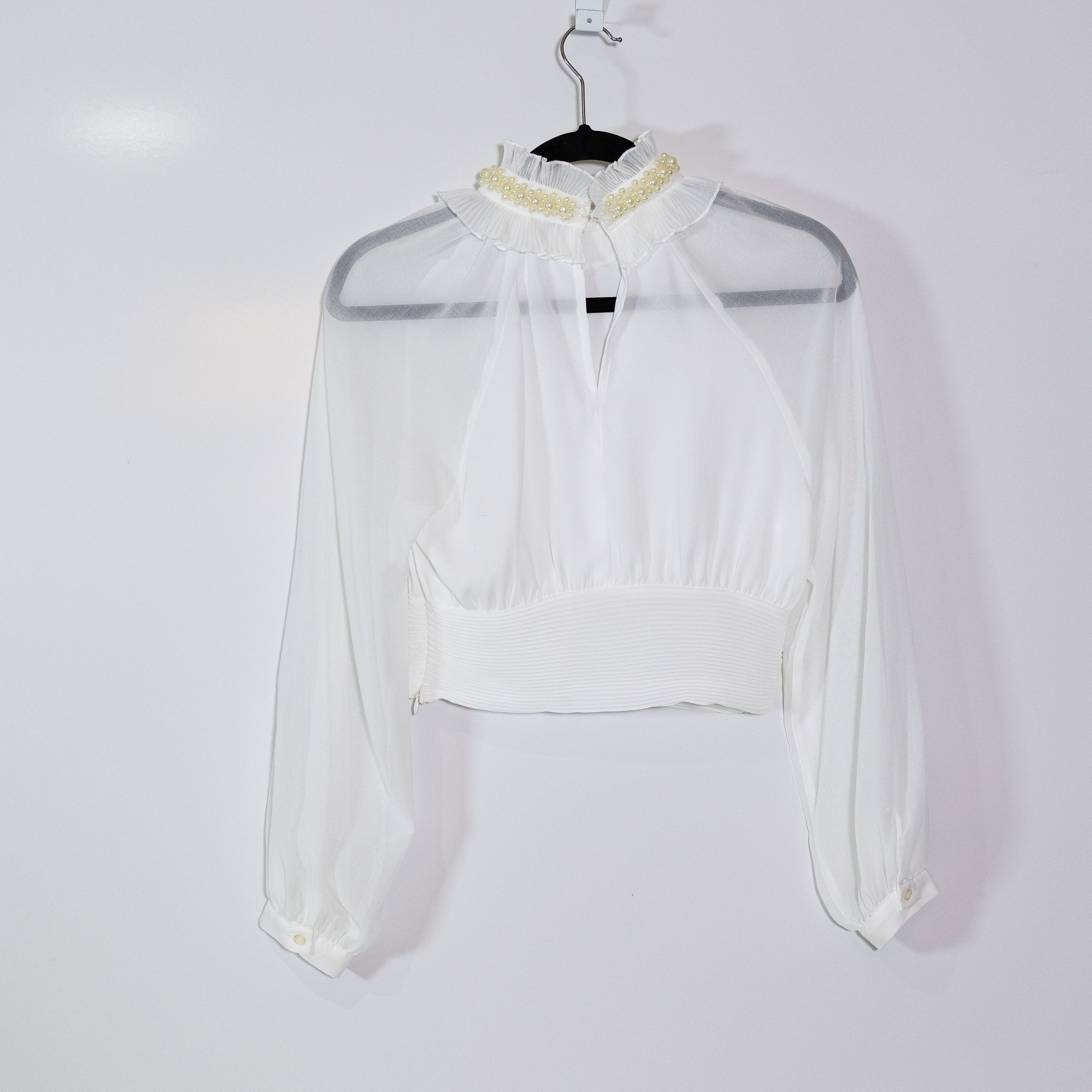 Zara Zara Faux Pearl Beaded Embellished Ruffle Size XS / US 0-2 / IT 36-38 - 4 Thumbnail