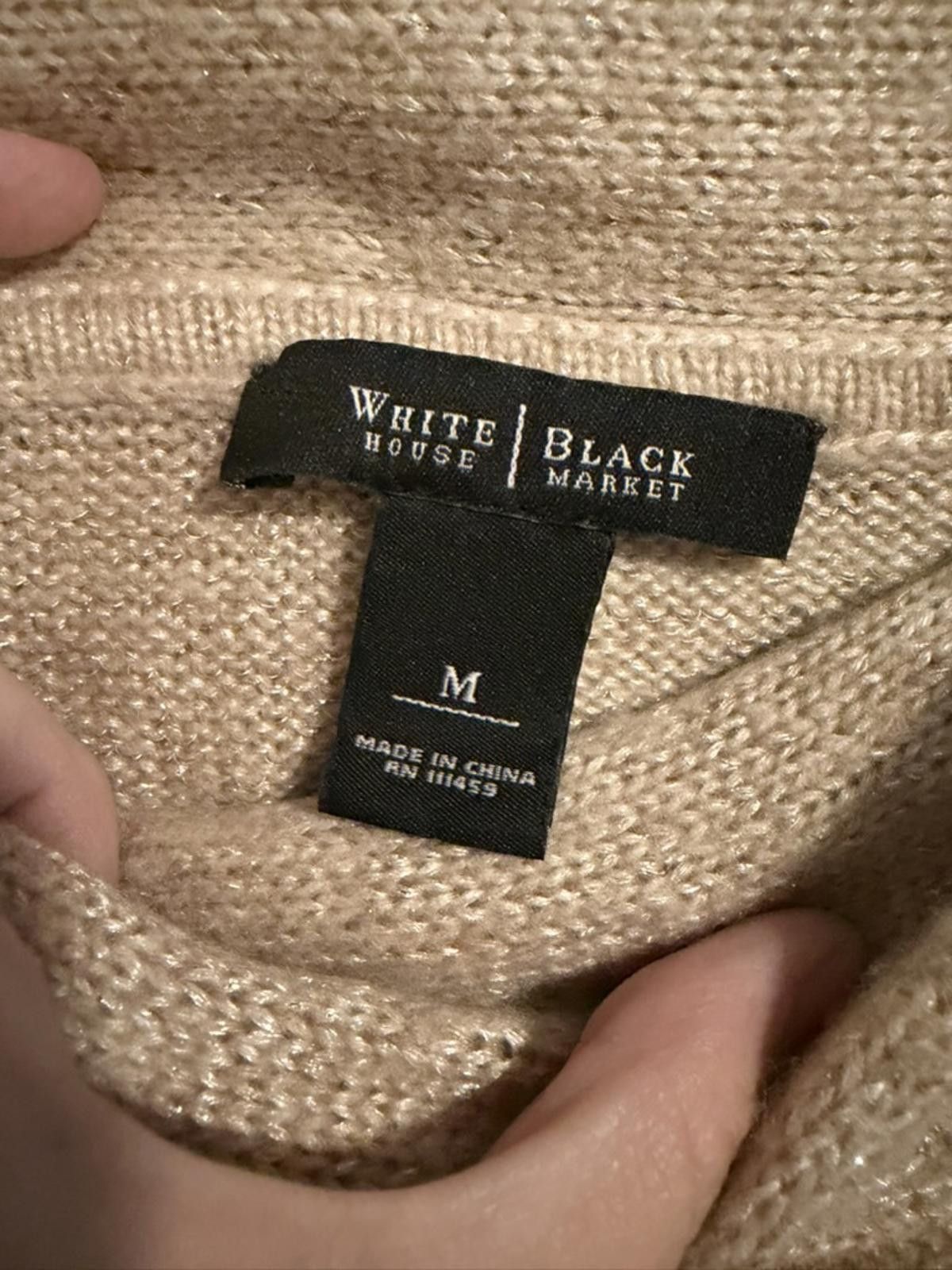 Other White House Black Market Beige Off-Shoulder Cable Knit M Size M / US 6-8 / IT 42-44 - 2 Thumbnail