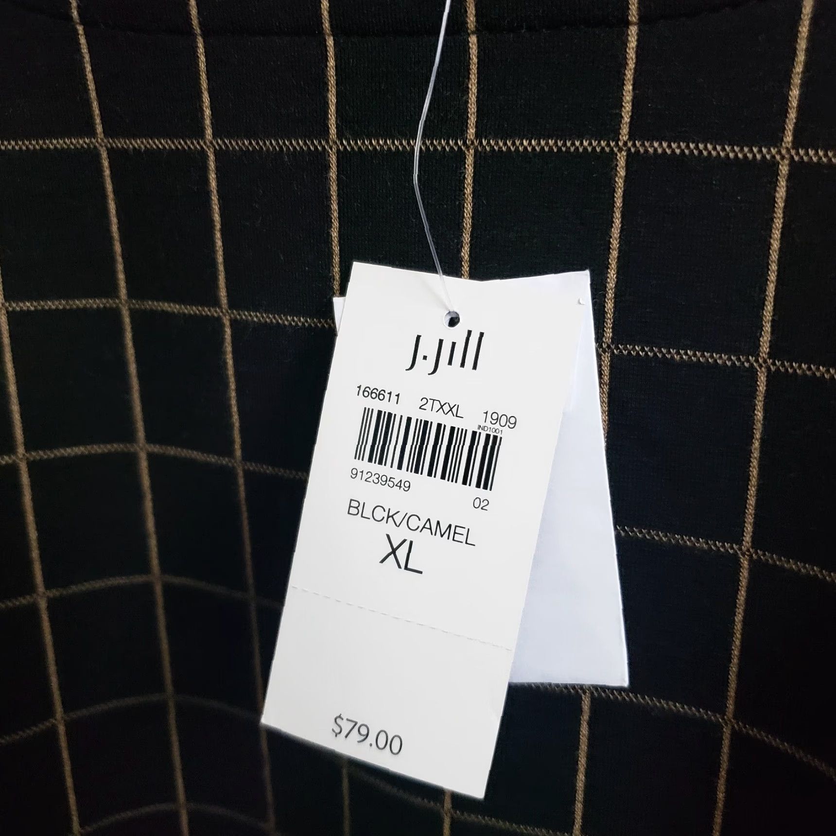 J. Jill J. Jill Blouse Shirt Womens Ponte Knit Top XL Black Windowpane Long Sleeve Size XL / US 12-14 / IT 48-50 - 7 Thumbnail