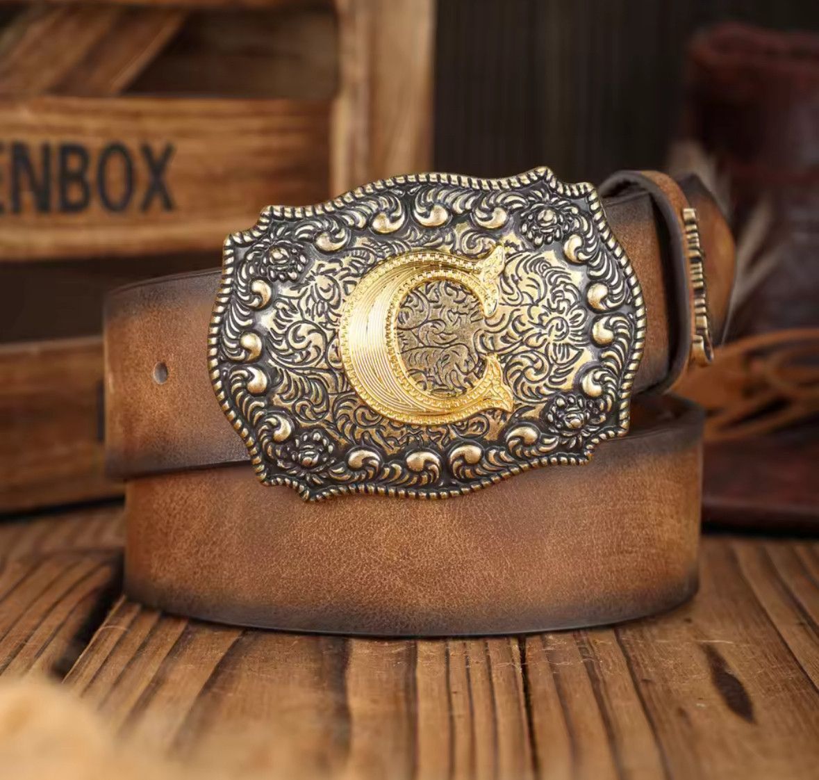 Other Unisex Trendy Western Retro PU Belt C Letter Buckle Belt Size ONE SIZE - 1 Thumbnail
