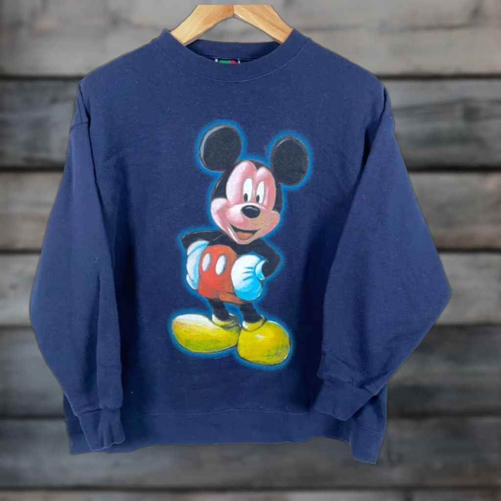 Mickey Unlimited VINTAGE Mickey Unlimited Sweatshirt Men 90s Mickey Mouse Crewneck Dark Blue Graphic Print Pullover Size US M / EU 48-50 / 2 - 1 Thumbnail