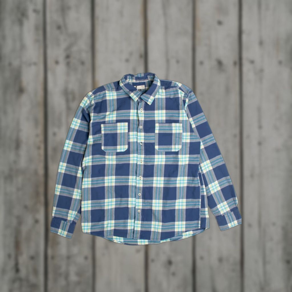 X-LARGE VINTAGE Dressmann Shirt X-Large Blue Plaid Button-Down Cotton / Lycra Mens Size US XL / EU 56 / 4 - 1 Thumbnail
