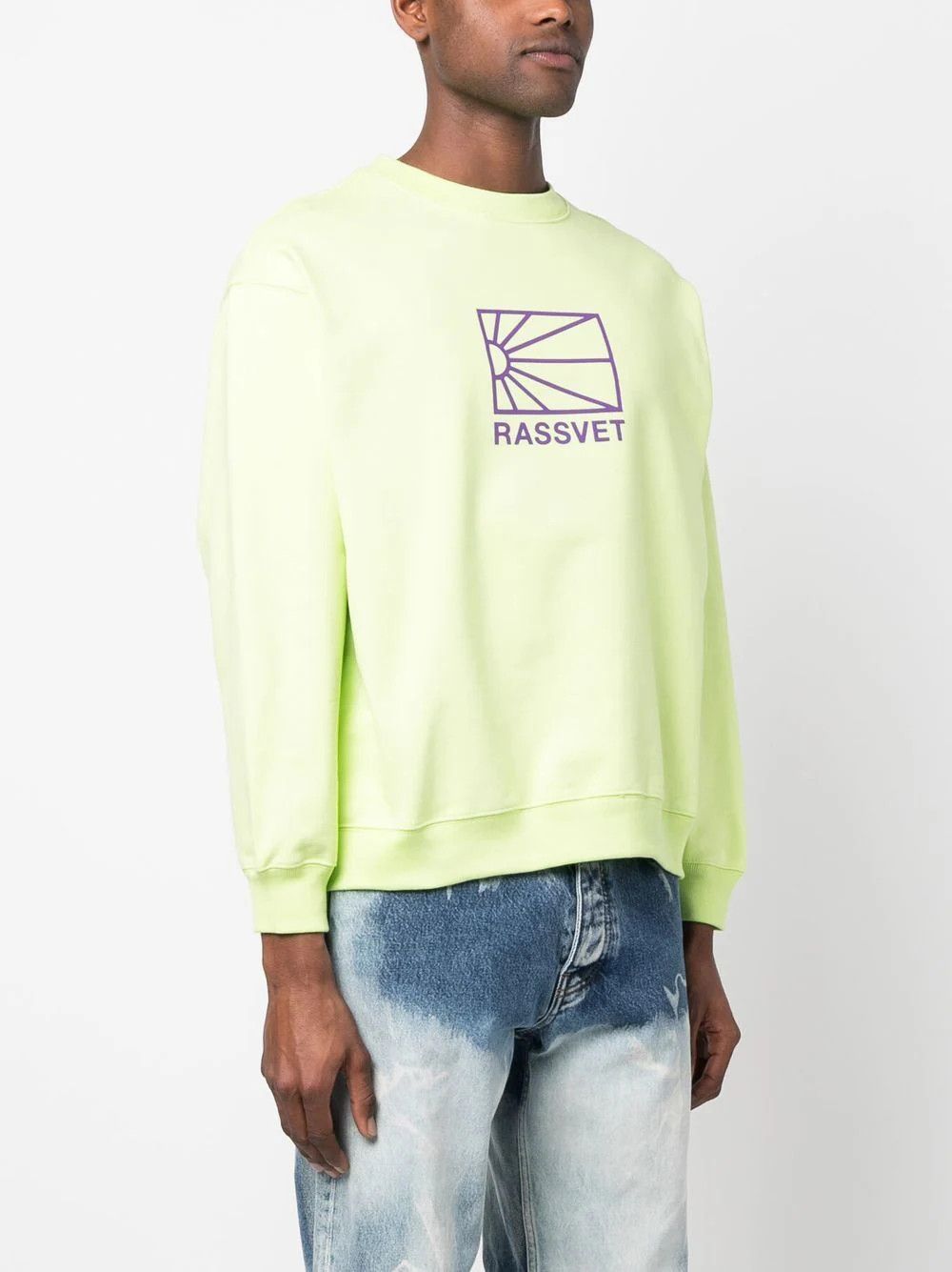 PACCBET o1mle0724 Logo Print Long-Sleeved Sweatshirt in Apple Green Size US S / EU 44-46 / 1 - 2 Thumbnail