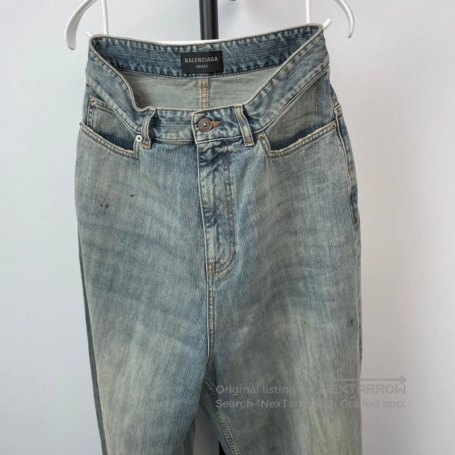 Balenciaga Balenciaga size XS Distressed Denim Wide Leg Pants Size XS Size US 27 - 4 Thumbnail