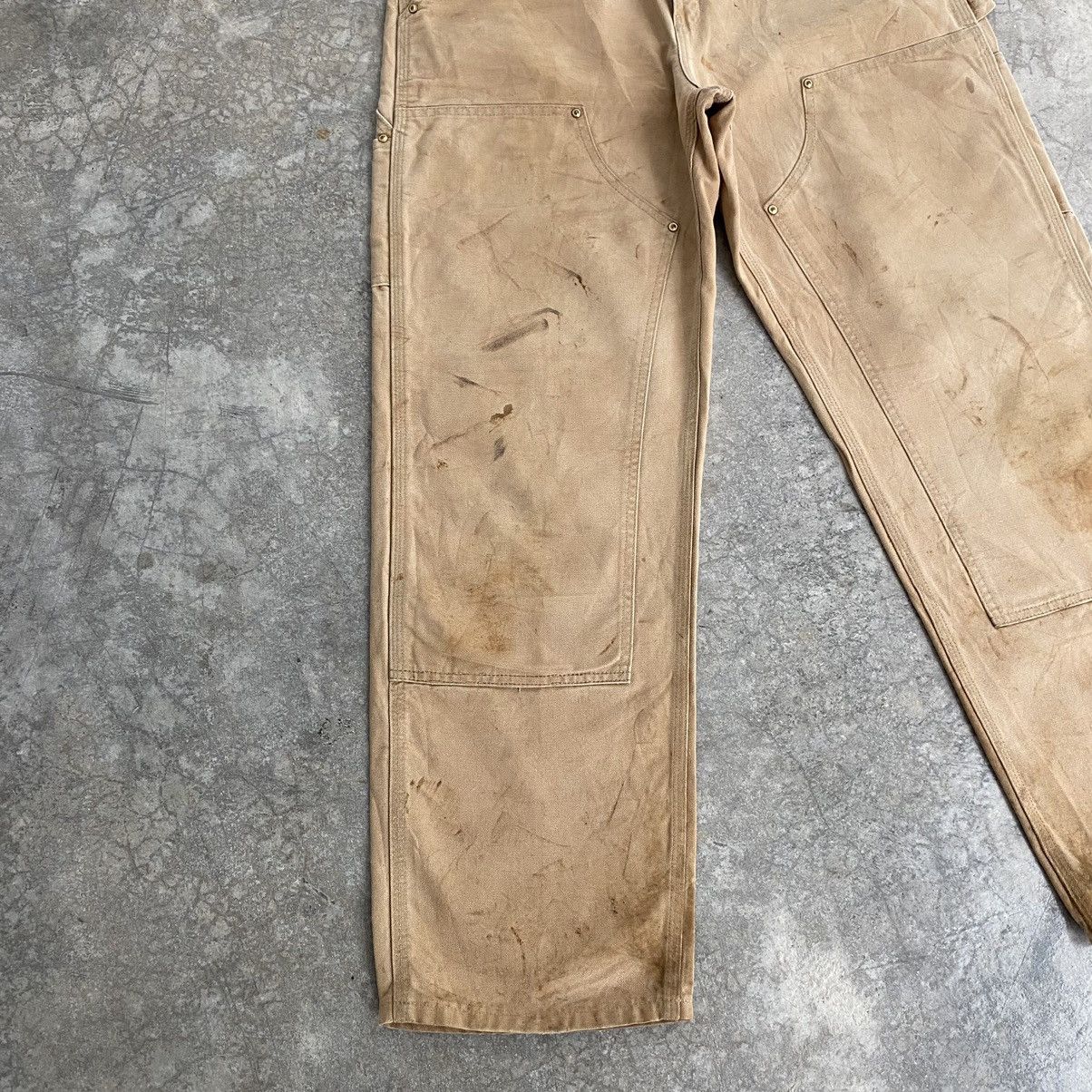 Carhartt VTG Carhartt Double Knee Faded Tan Dirty Carpenter Pants Size US 33 - 5 Thumbnail