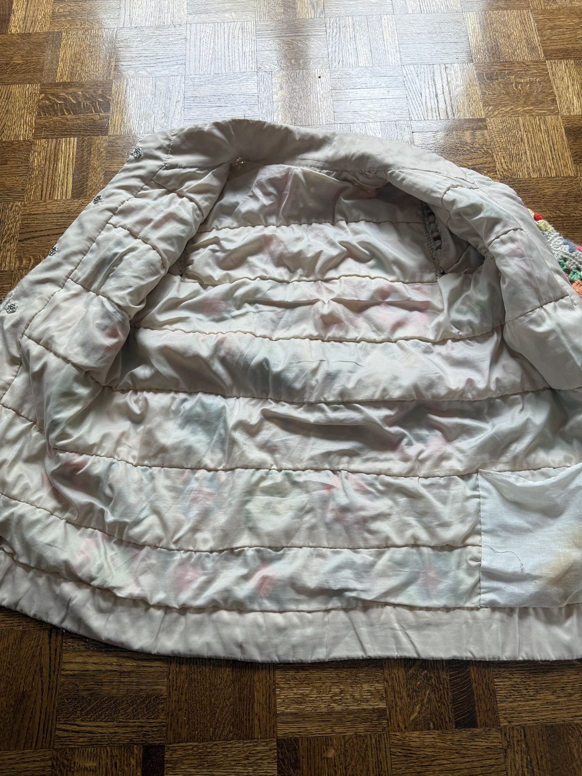 Vintage Vintage 70s Handmade Crochet Granny Square Quilted Jacket Size S / US 4 / IT 40 - 6 Thumbnail