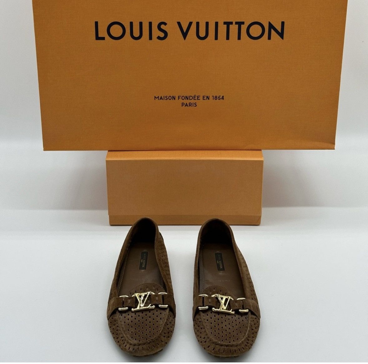 Louis Vuitton Louis Vuitton Loafer Women’s Suade Brown Size 37.5 LV 7.5 Size US 7.5 / IT 37.5 - 1 Thumbnail