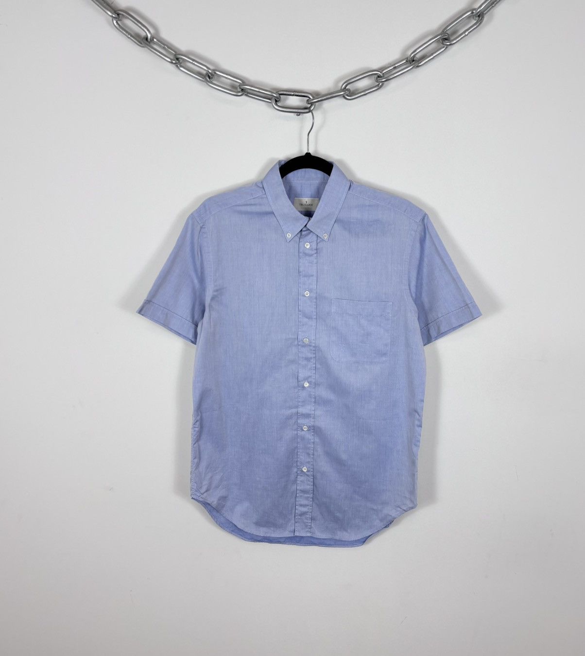 Trussardi Trussardi Vintage Men’s Light Blue Short Sleeve Shirt Size US M / EU 48-50 / 2 - 1 Thumbnail