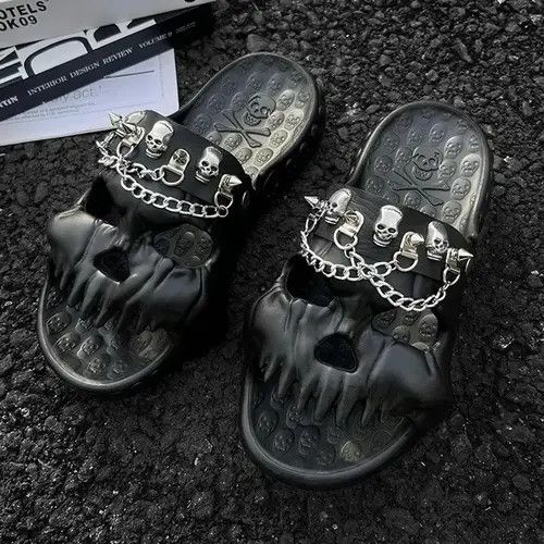 Designer Skull Monster Slippers. Size US 12 / EU 45 - 2 Thumbnail