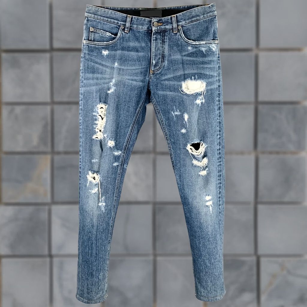 Dolce & Gabbana DOLCE & GABBANA Jeans Mens 32 Blue Size Classic Cotton Relaxed Distressed Size US 32 / EU 48 - 1 Thumbnail
