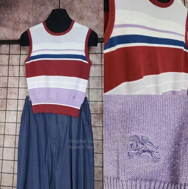 Burberry Summer Purple Knit Top with Embroidery.
