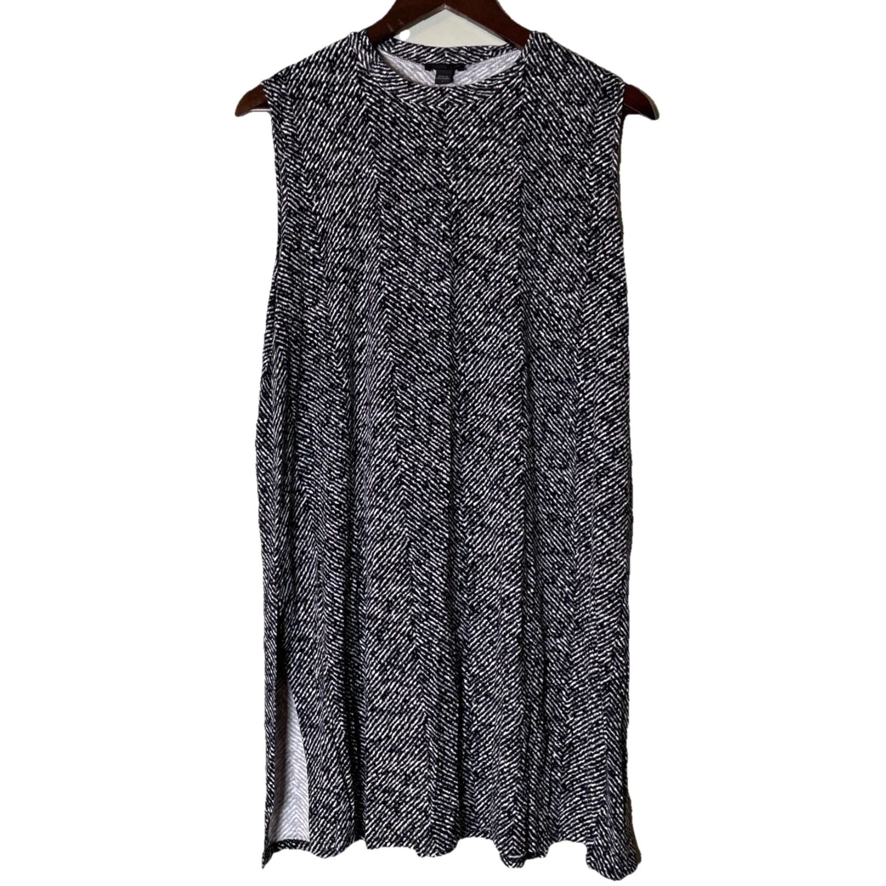 J. Jill J. Jill Wearever Tunic Top L Sleeveless A-Line Black White Jersey Chic Career Shirt WomanAdult Slimming Ready-to-Wear Casual Workwear Dressy Blouse Size L / US 10 / IT 46 - 2 Thumbnail