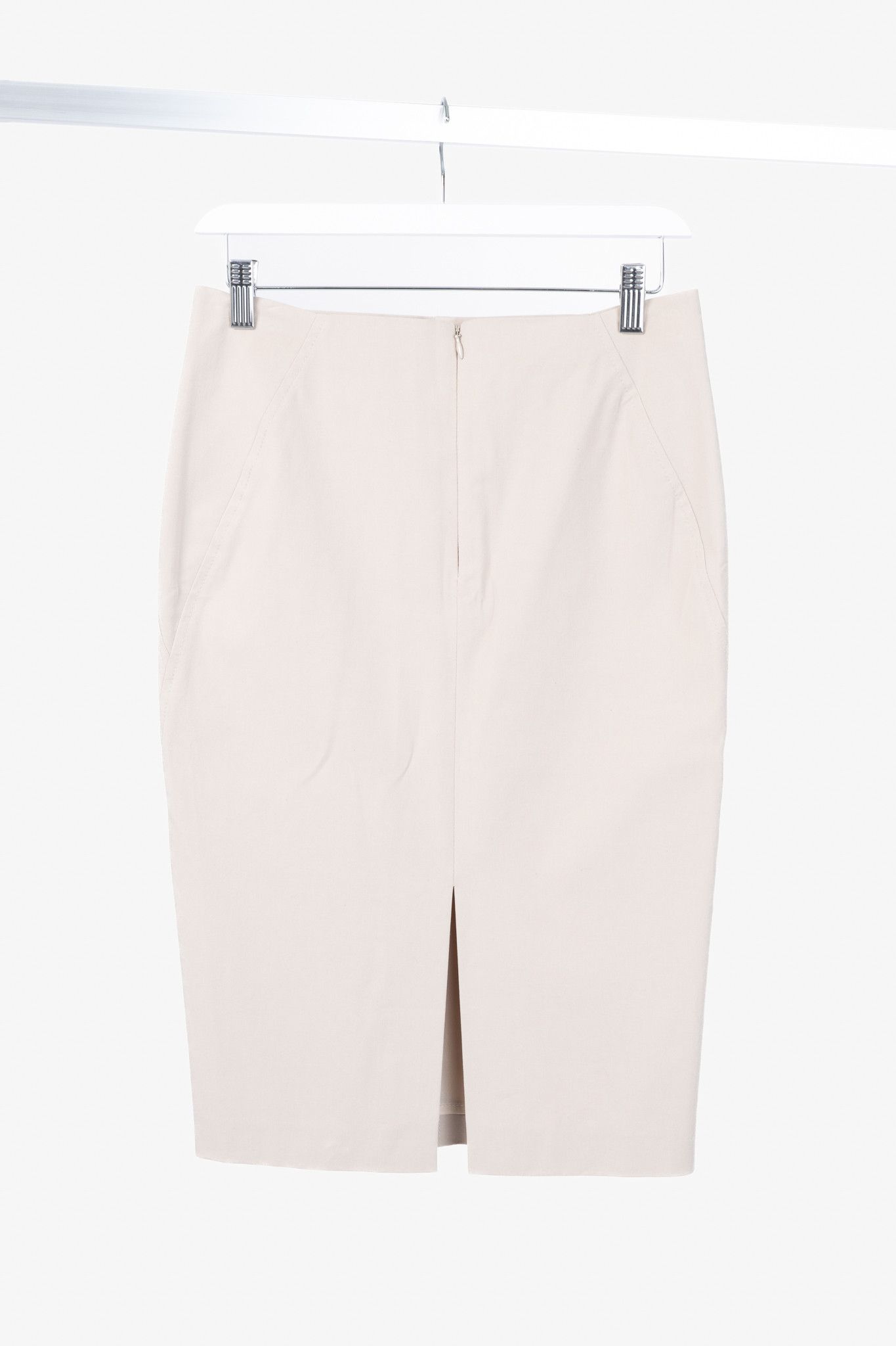 Brunello Cucinelli Brunello Cucinelli Beige Cotton Pencil Skirt Size 27" / US 4 / IT 40 - 2 Thumbnail