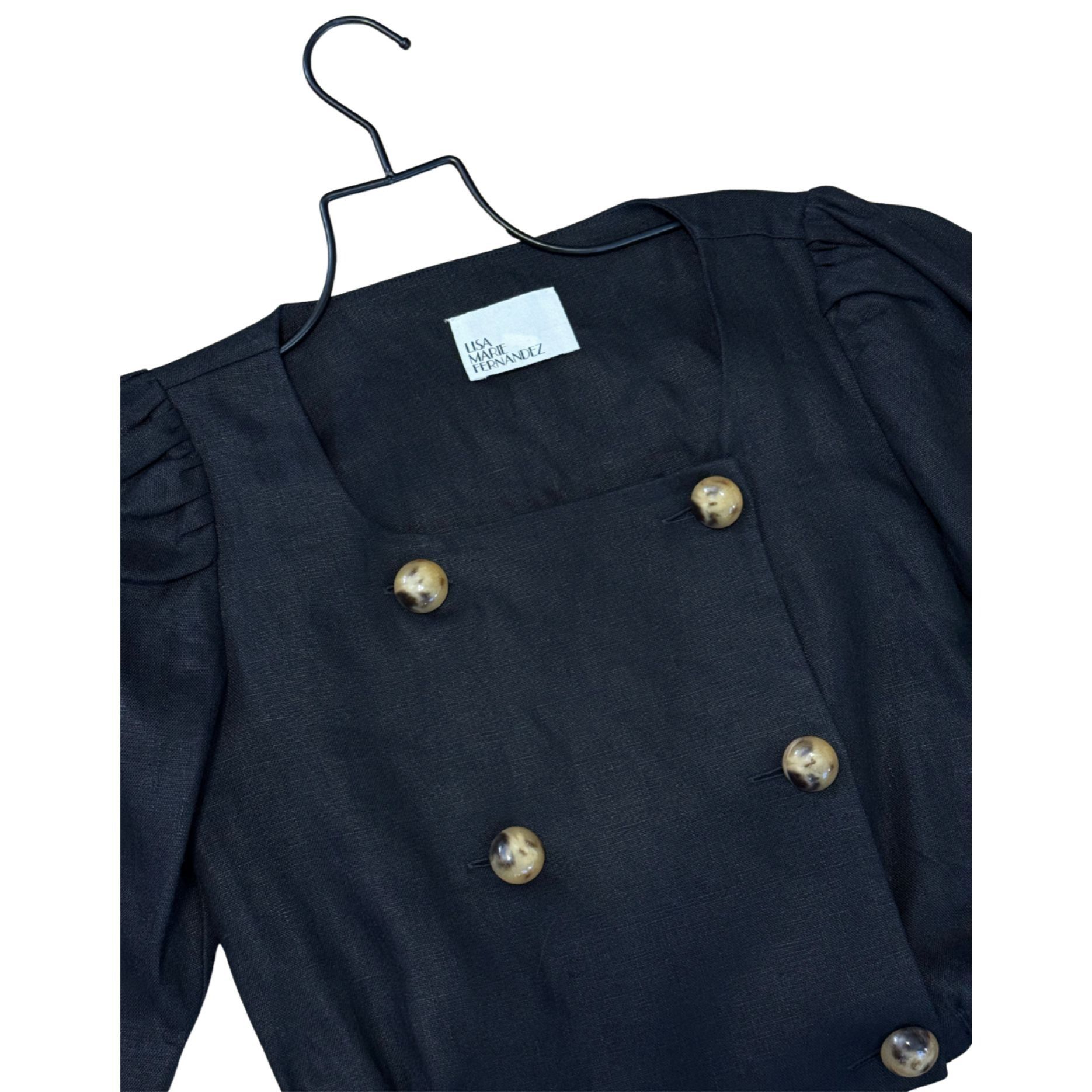 Lisa Marie Fernandez LISA MARIE FERNANDEZ Linen Top Short Set Black XS/S EUC $870 Size S / US 4 / IT 40 - 4 Thumbnail