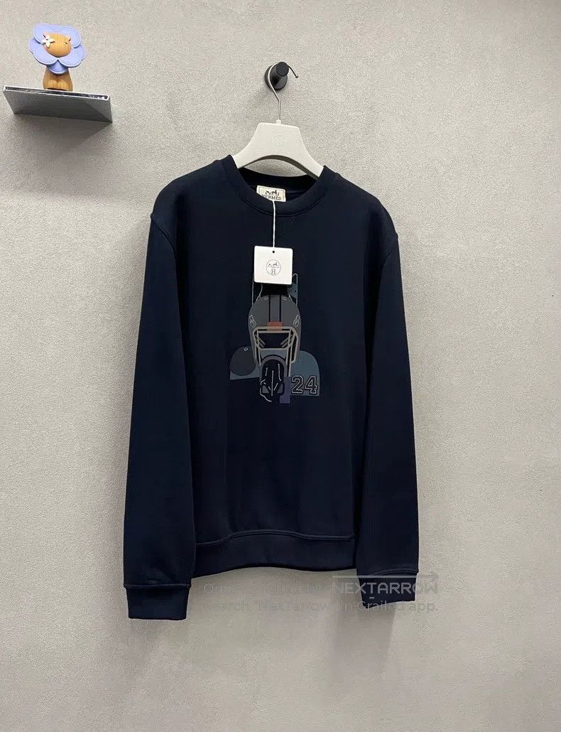 Hermes Hermes Navy Blue Sweatshirt, Pure Cotton Size L / US 10 / IT 46 - 3 Thumbnail
