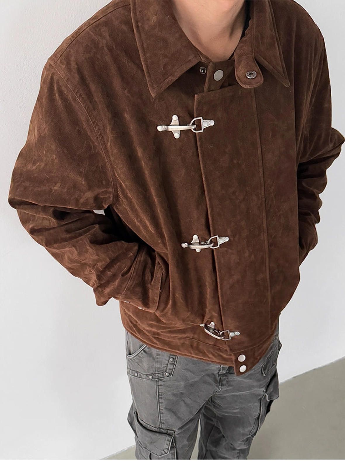 Vintage Fireman Clasp Brown Suede Jacket Size US M / EU 48-50 / 2 - 9 Thumbnail