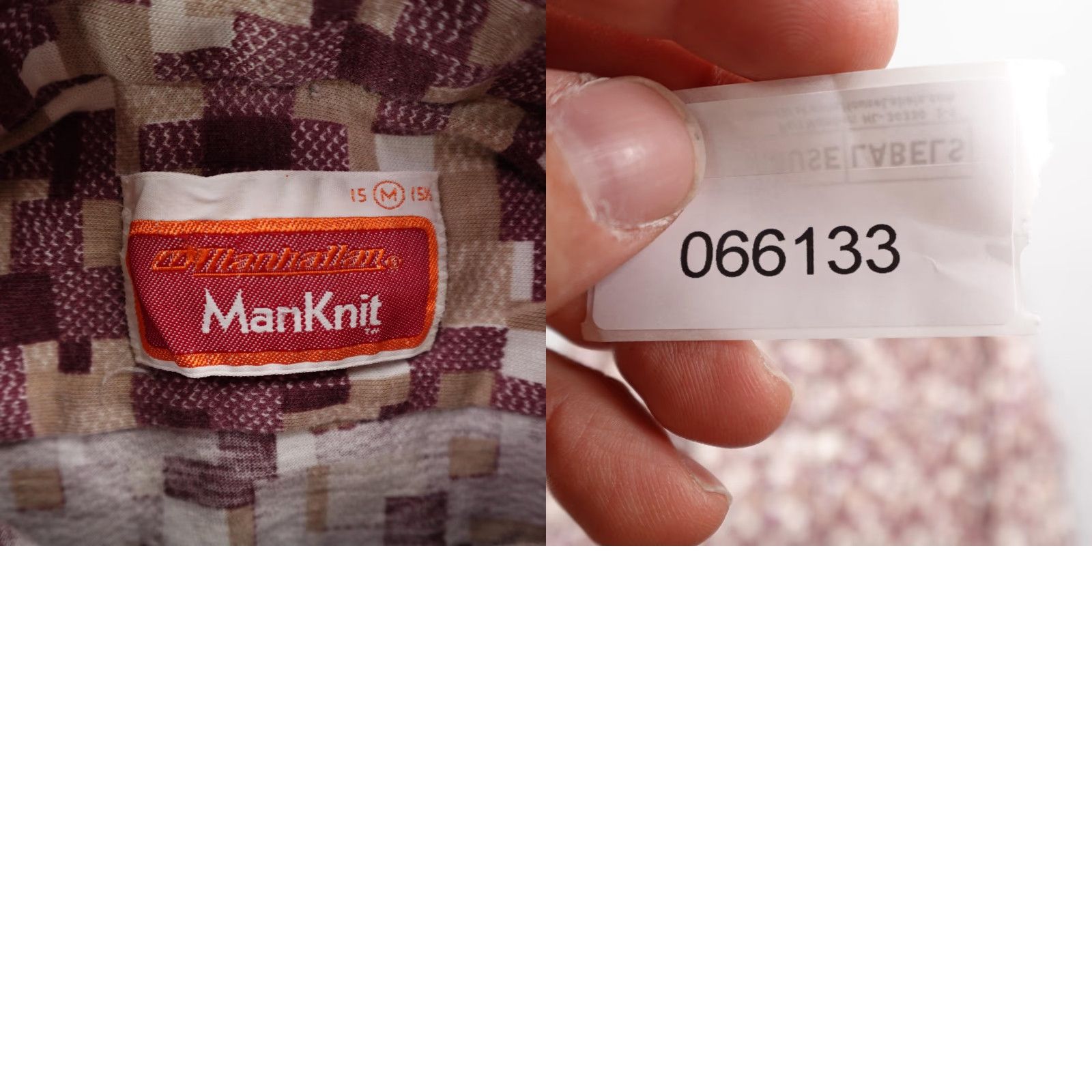 Vintage VINTAGE Manhattan ManKnit Shirt/Geometric Pattern/70s Burgundy Flannel Button-Up Shirt M Men Medium Red, 70s Theme, Collared, Long Sleeve Size US M / EU 48-50 / 2 - 8 Thumbnail