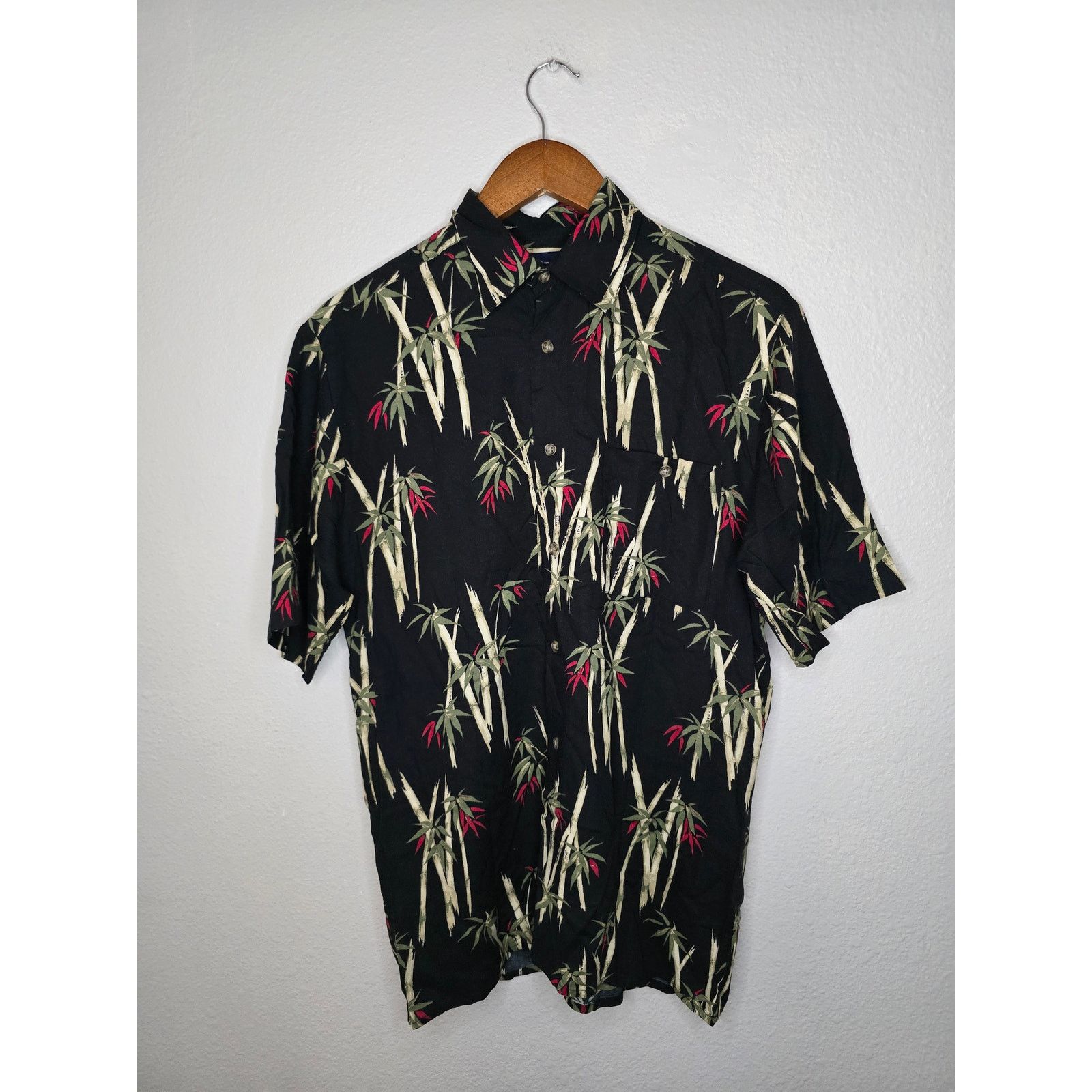 Puritan Puritan Hawaii Shirt Bamboo Print M Black Tropical Button Up Size US L / EU 52-54 / 3 - 1 Thumbnail