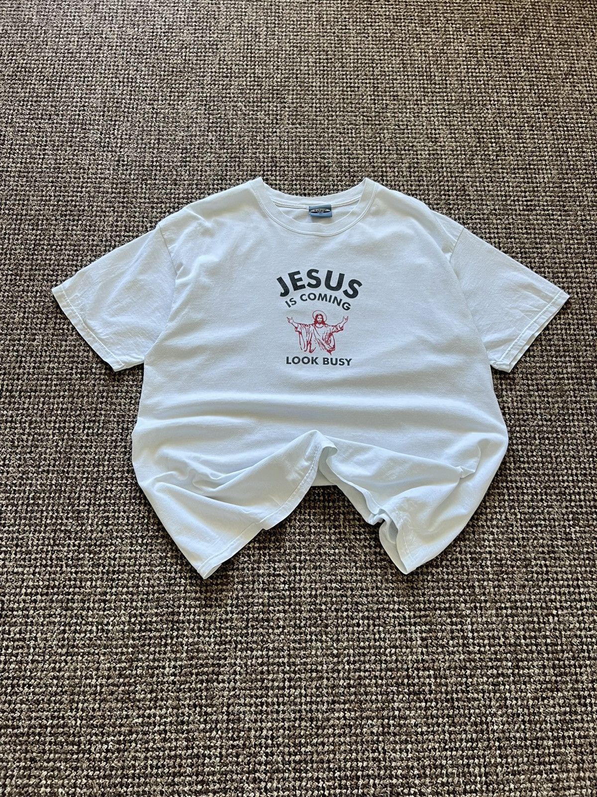 Vintage RARE Vintage Jesus Coming Look Busy Single Stitch Shirt Size US XL / EU 56 / 4 - 2 Thumbnail