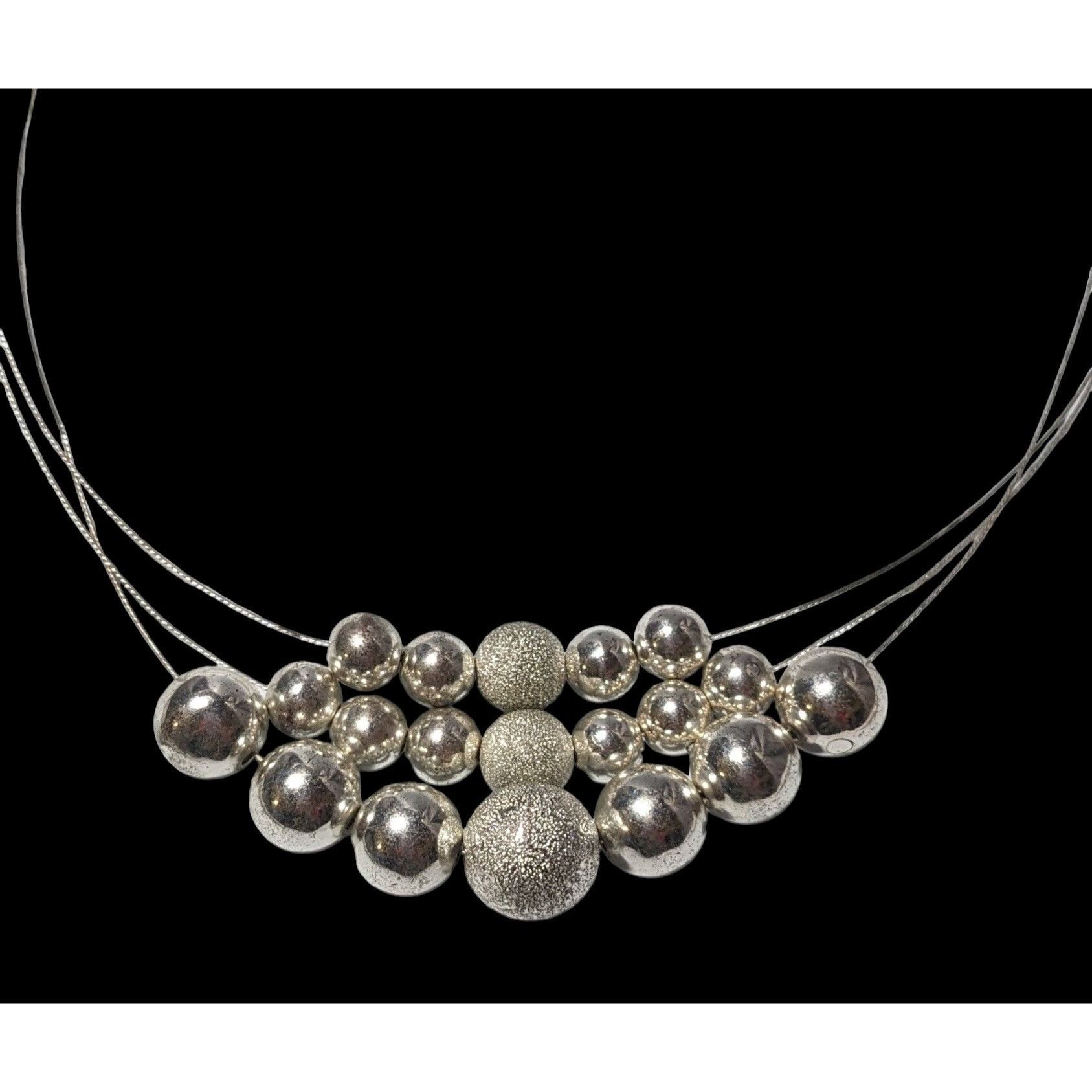 Other Elegant Multilayer Silver Beaded Necklace Size ONE SIZE - 1 Thumbnail