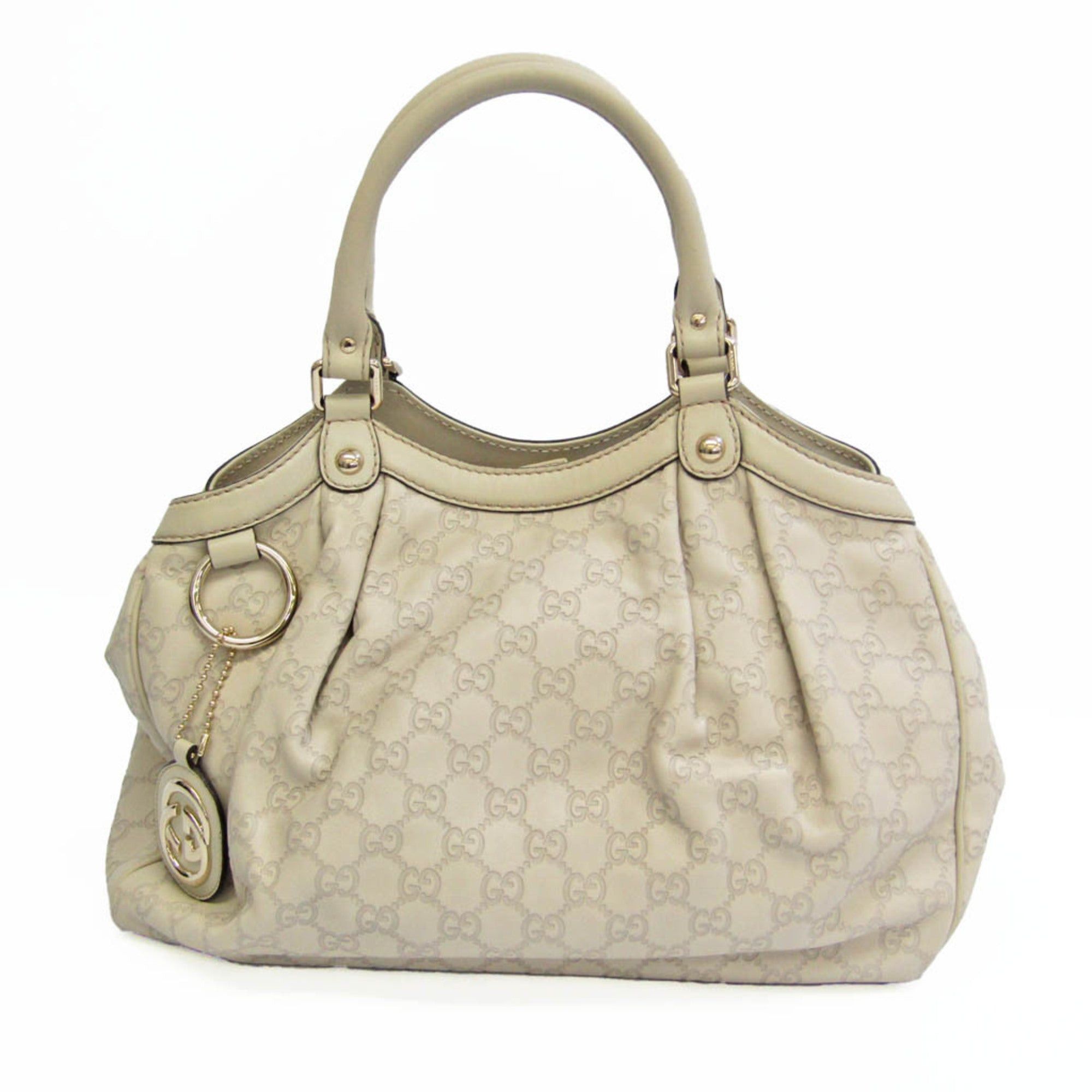 image of Guccissima Sookie 211944 Women's Leather Handbag Off-White in Black