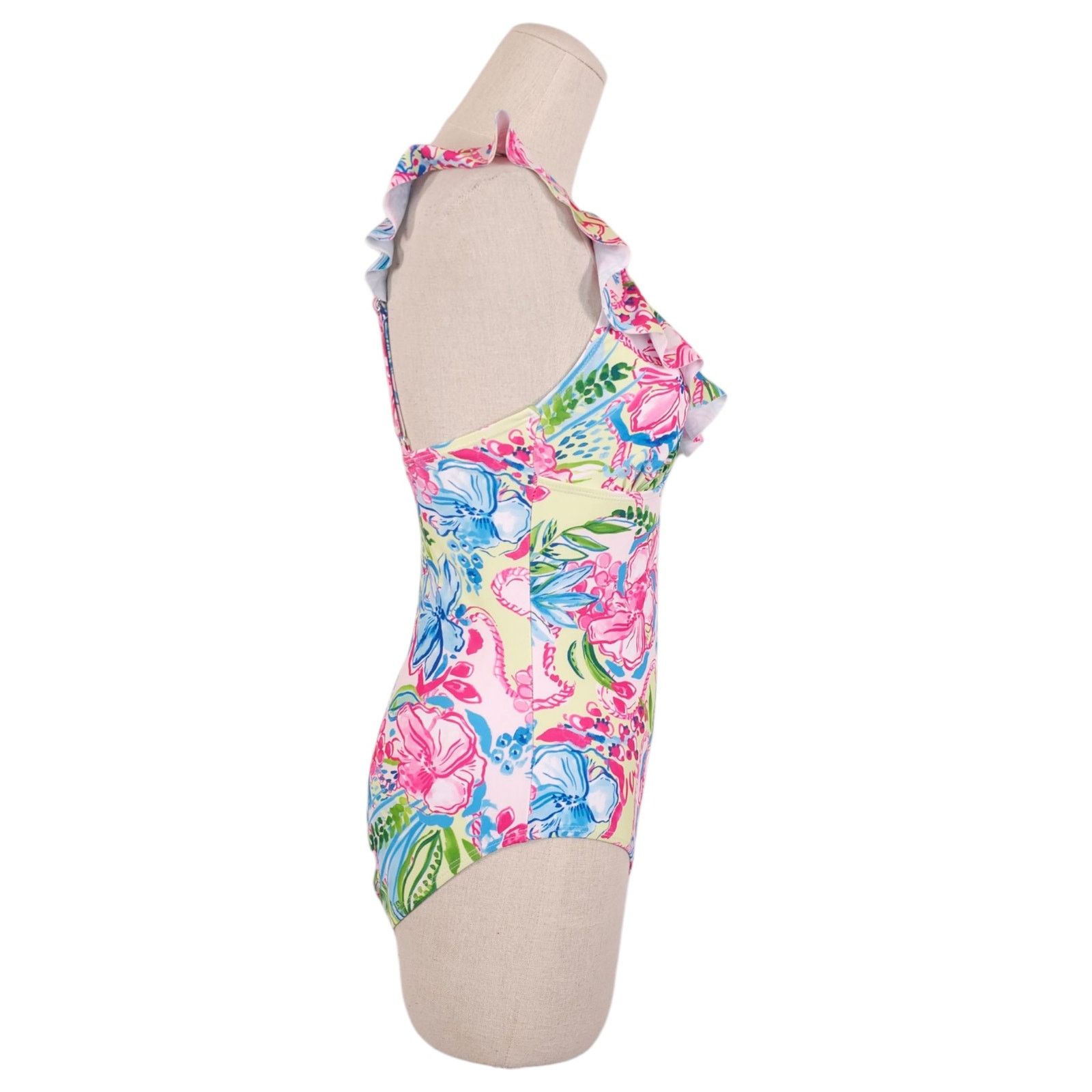 Other Stella Parker Tropical Floral Ruffle Swimsuit Sz Medium Size ONE SIZE - 4 Thumbnail