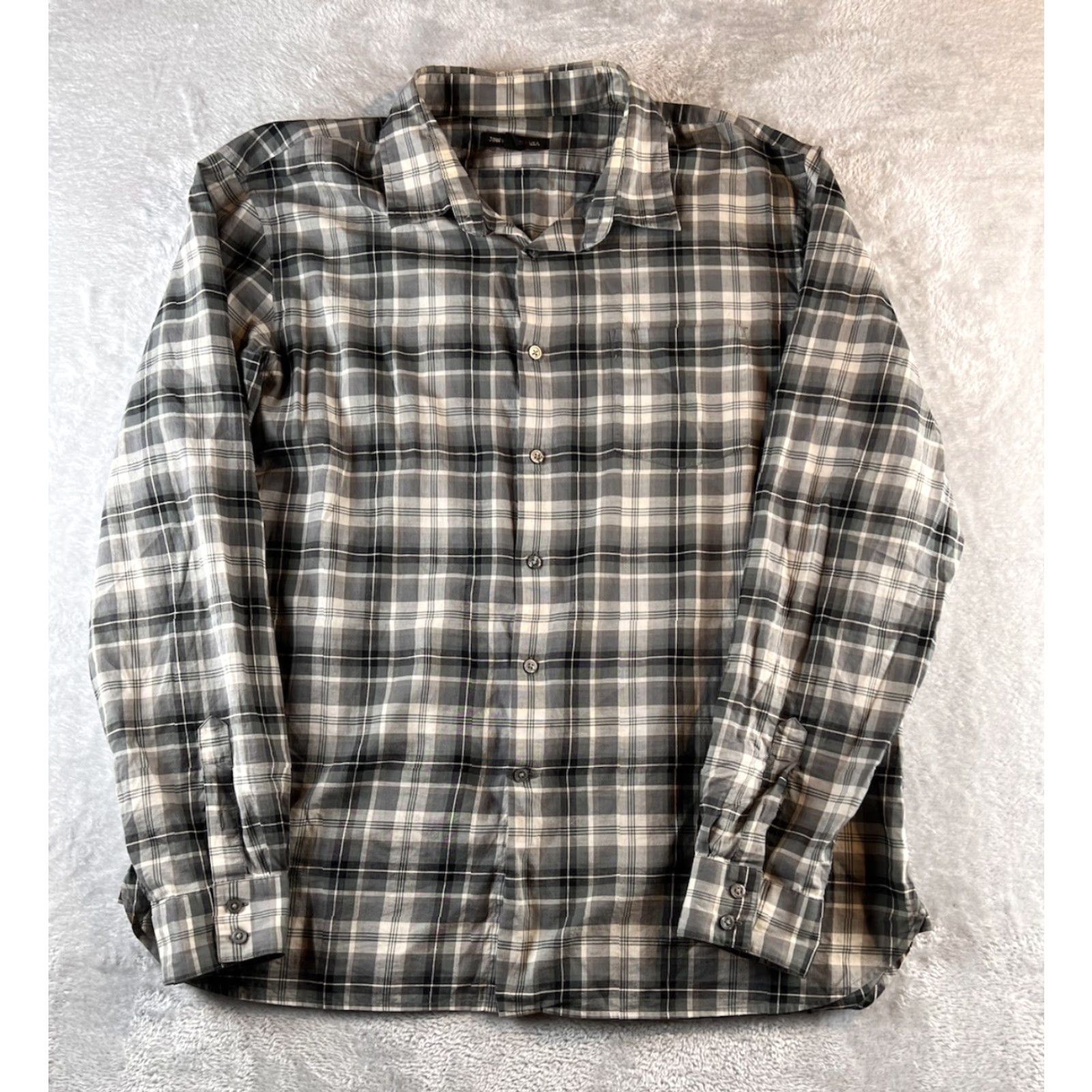 John Varvatos John Varvatos Plaid Shirt Mens 2XL Gray Black Button Front LS Casual Luxe Size US XXL / EU 58 / 5 - 2 Thumbnail