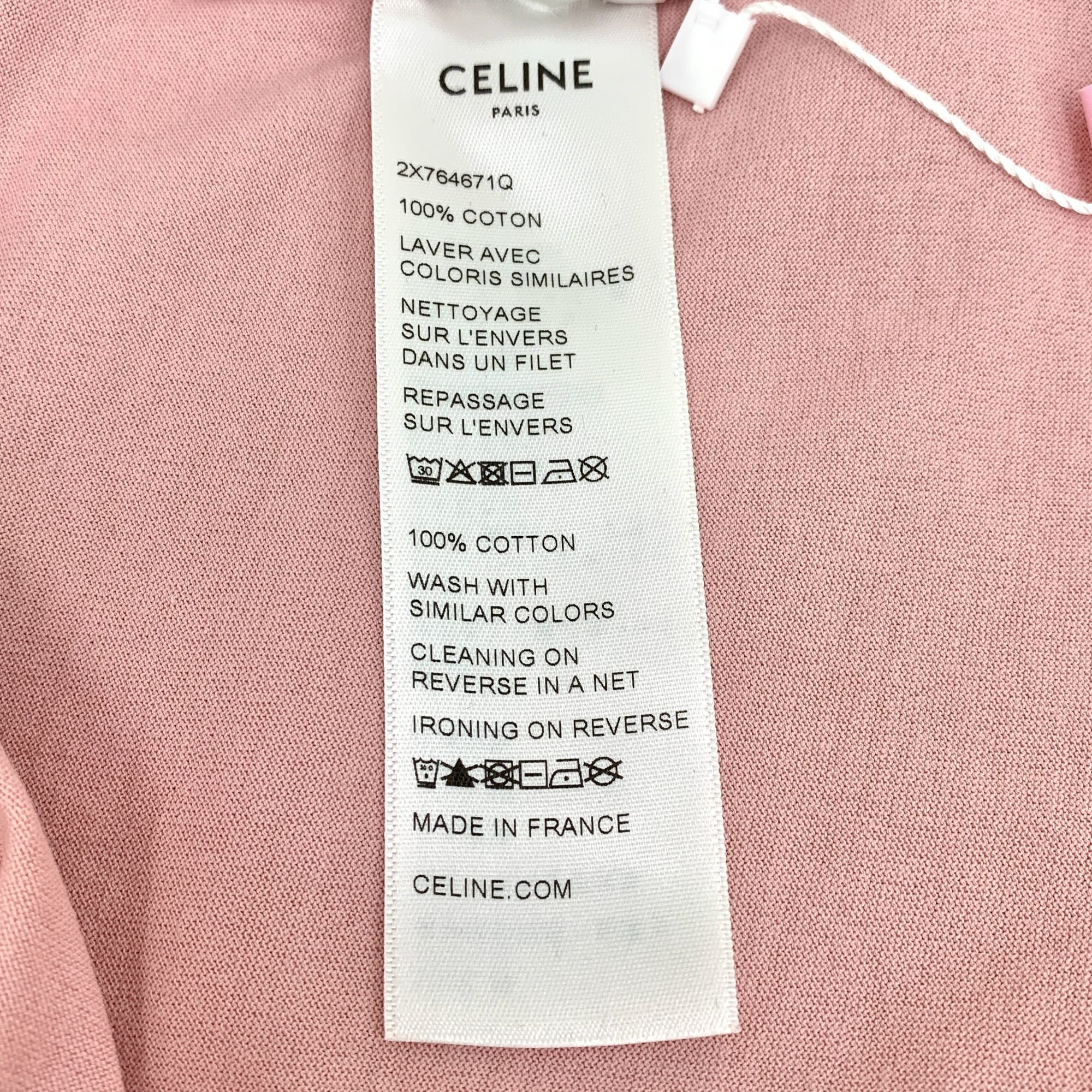 Celine Celine Pink Logo Printed Cotton Round-Neck Short-Sleeved T-S Size M / US 6-8 / IT 42-44 - 3 Thumbnail