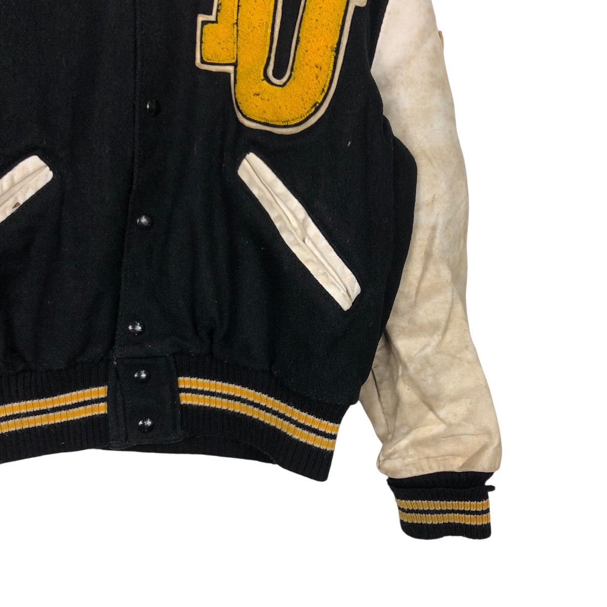 Delong 📌Vintage Varsity Leather Jacket Delon Big Logo Embroidered Size US M / EU 48-50 / 2 - 7 Thumbnail