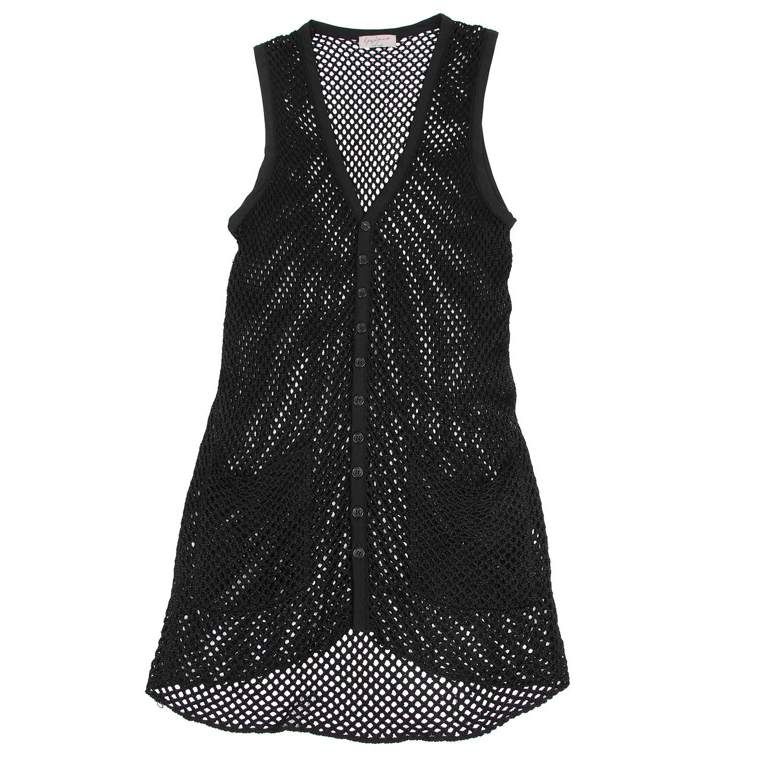 Yohji Yamamoto Fishnet Knit Vest Black M