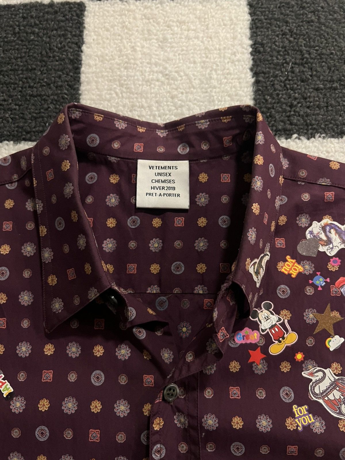 Vetements Purple Paisley Button-up Sticker Shirt Unisex Fits L Size US XS / EU 42 / 0 - 3 Thumbnail