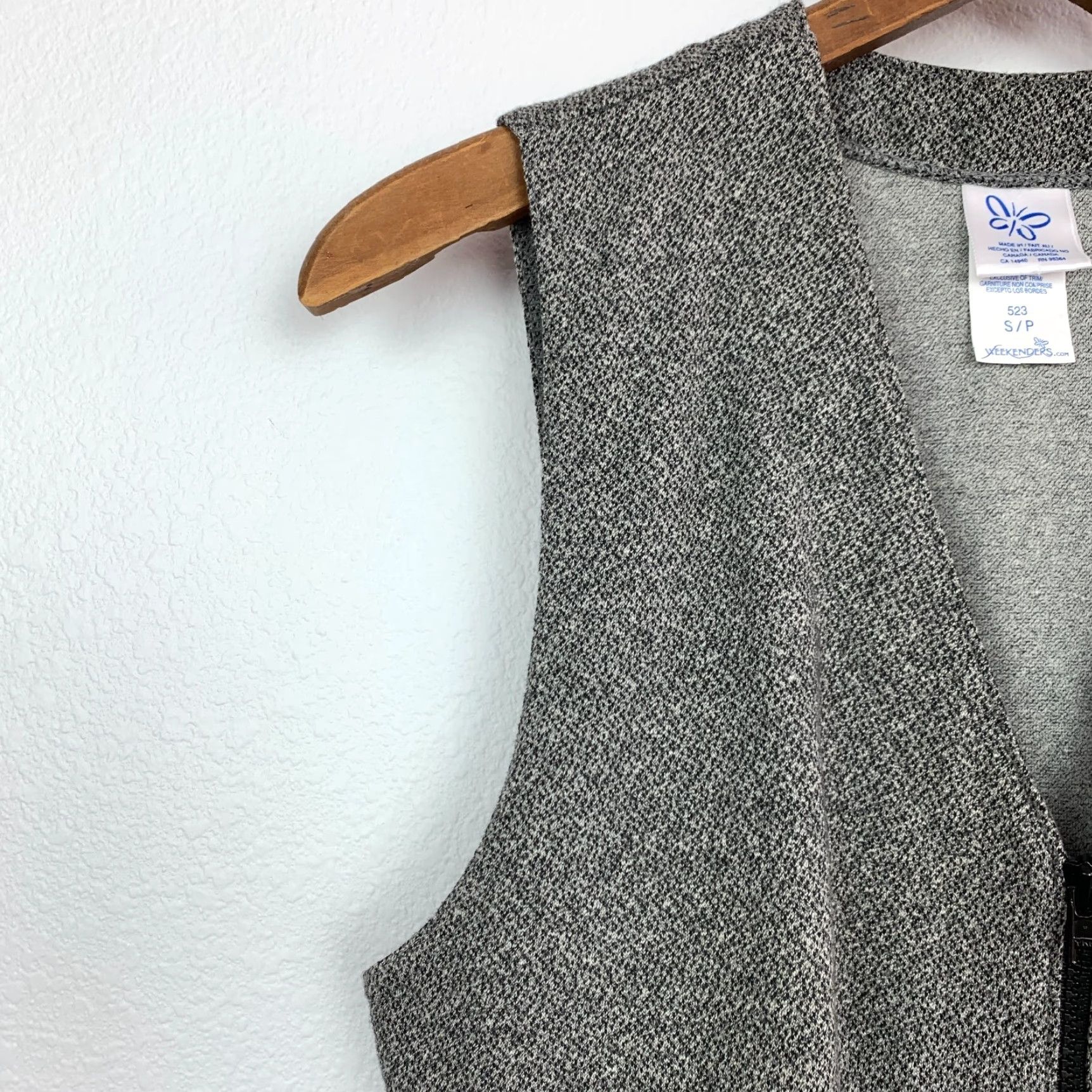 Vintage WEEKENDERS Vest Womens Small Gray Zip Up Sleeveless Marled Black Size S / US 4 / IT 40 - 4 Thumbnail